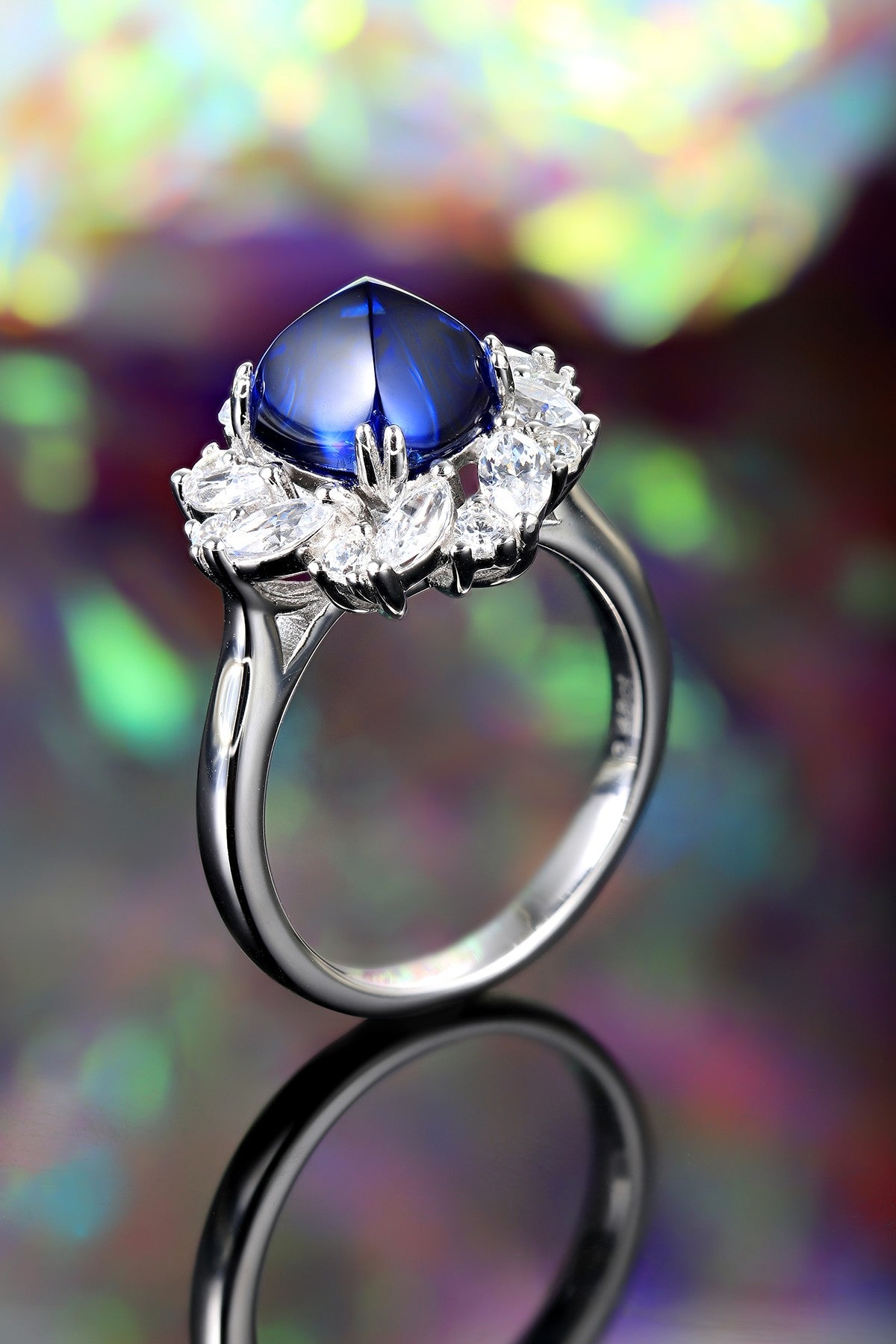 Sterling Silver Lab - Grown Sapphire Ring A – JSABR934Y