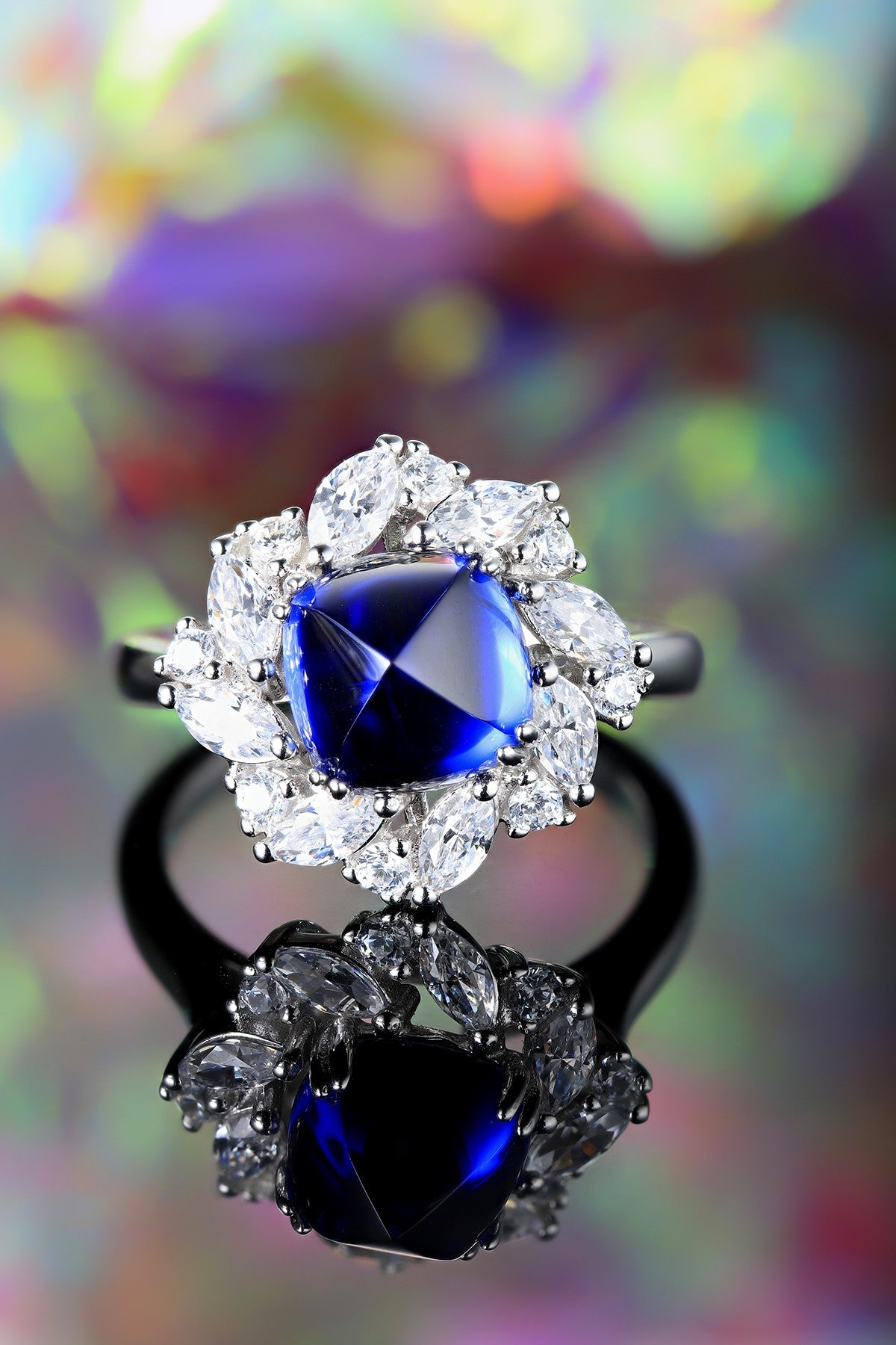 Sterling Silver Lab - Grown Sapphire Ring A – JSABR934Y