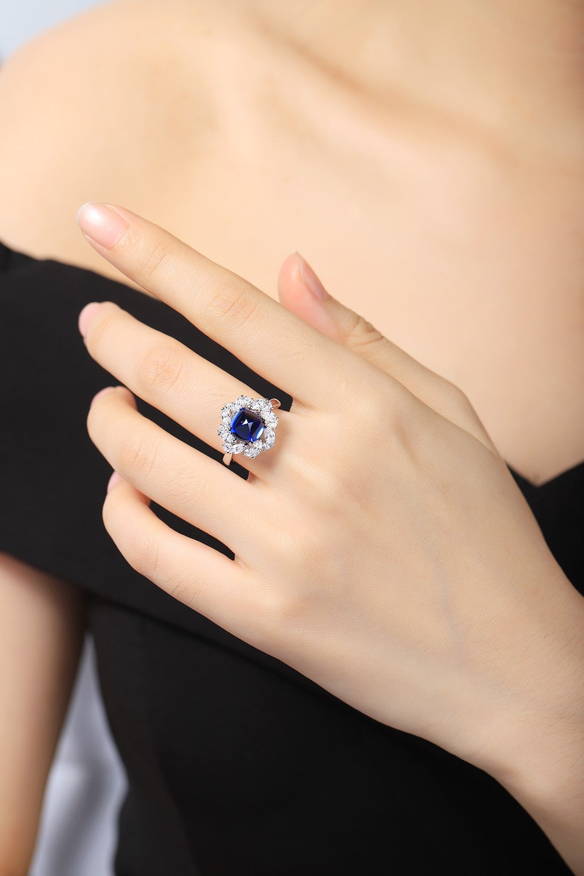 Sterling Silver Lab - Grown Sapphire Ring A – JSABR934Y