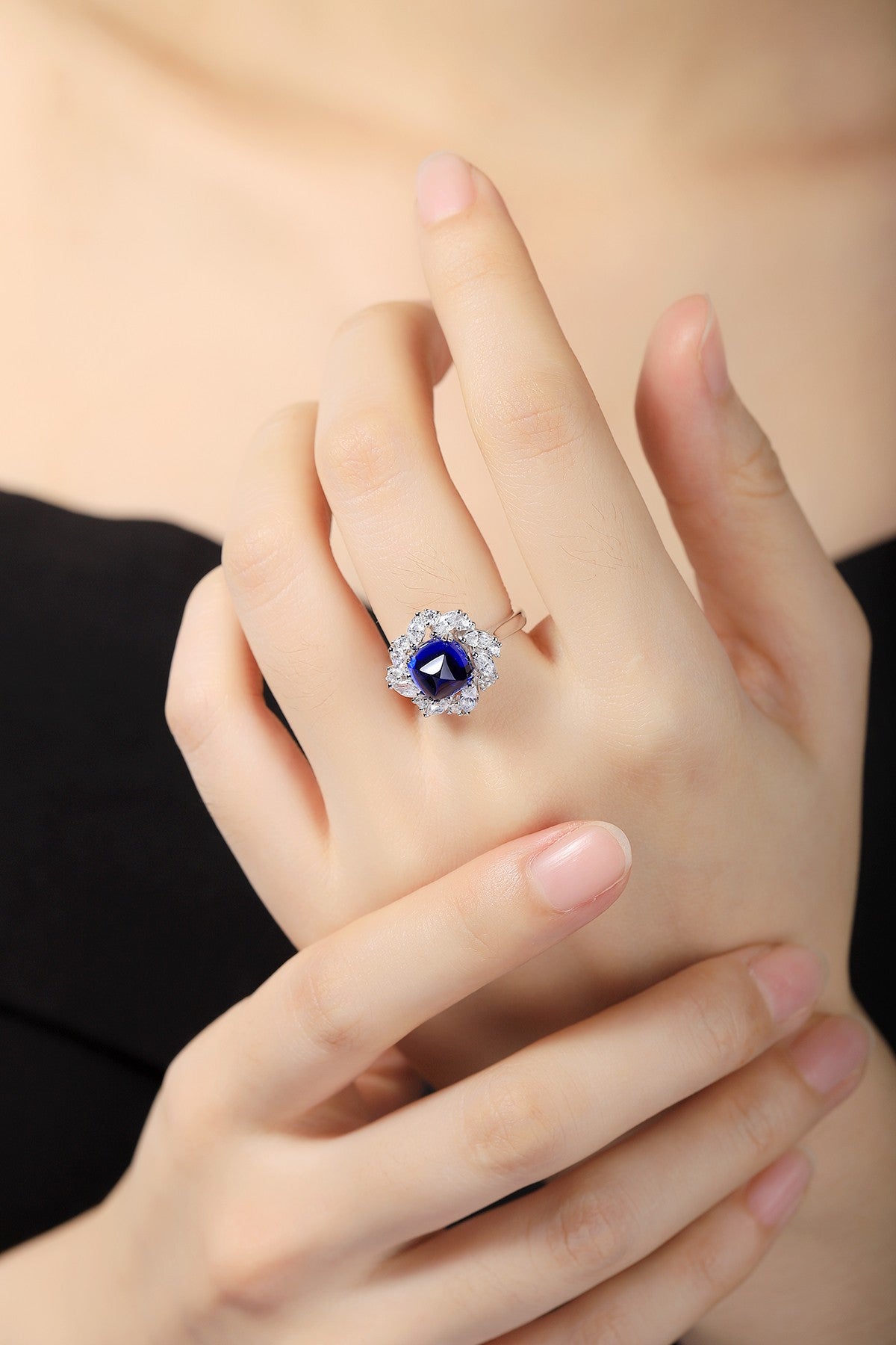 Sterling Silver Lab - Grown Sapphire Ring A – JSABR934Y