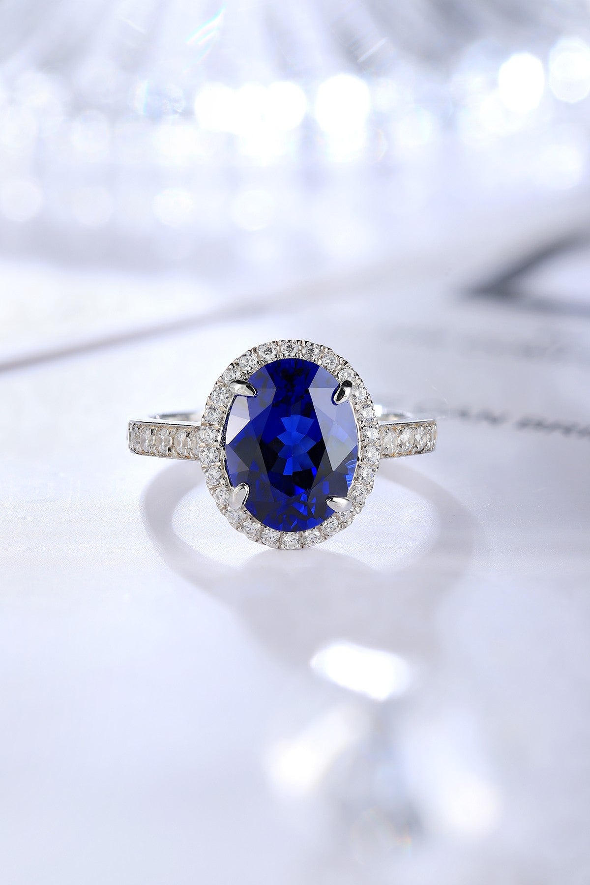 Sterling Silver Lab - Grown Sapphire Ring A – JSABR689Y