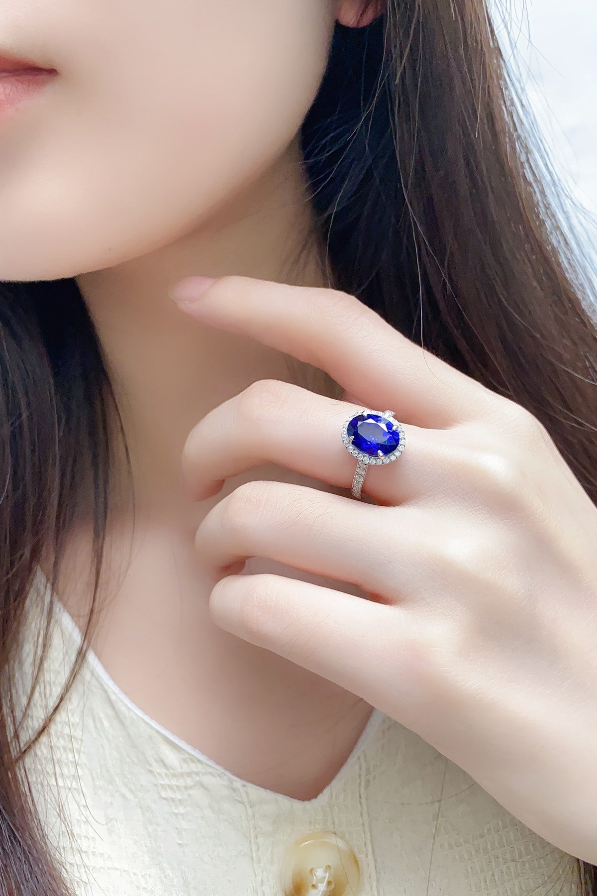 Sterling Silver Lab - Grown Sapphire Ring A – JSABR689Y