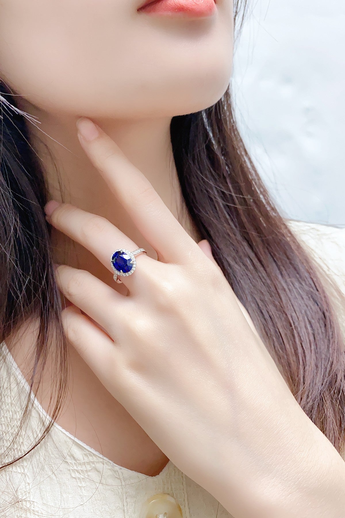 Sterling Silver Lab - Grown Sapphire Ring A – JSABR689Y