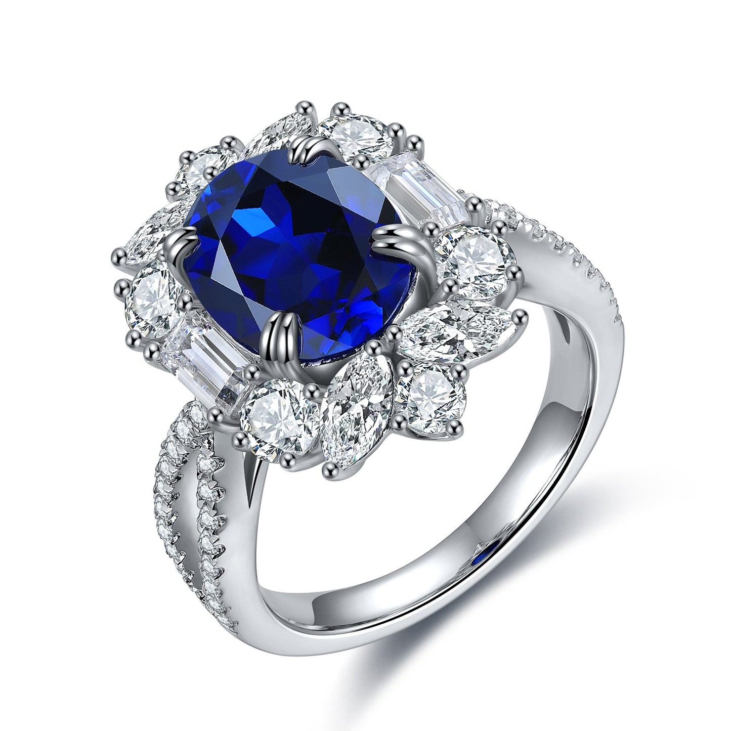 Sterling Silver Lab - Grown Sapphire Ring A – JSABR504Y