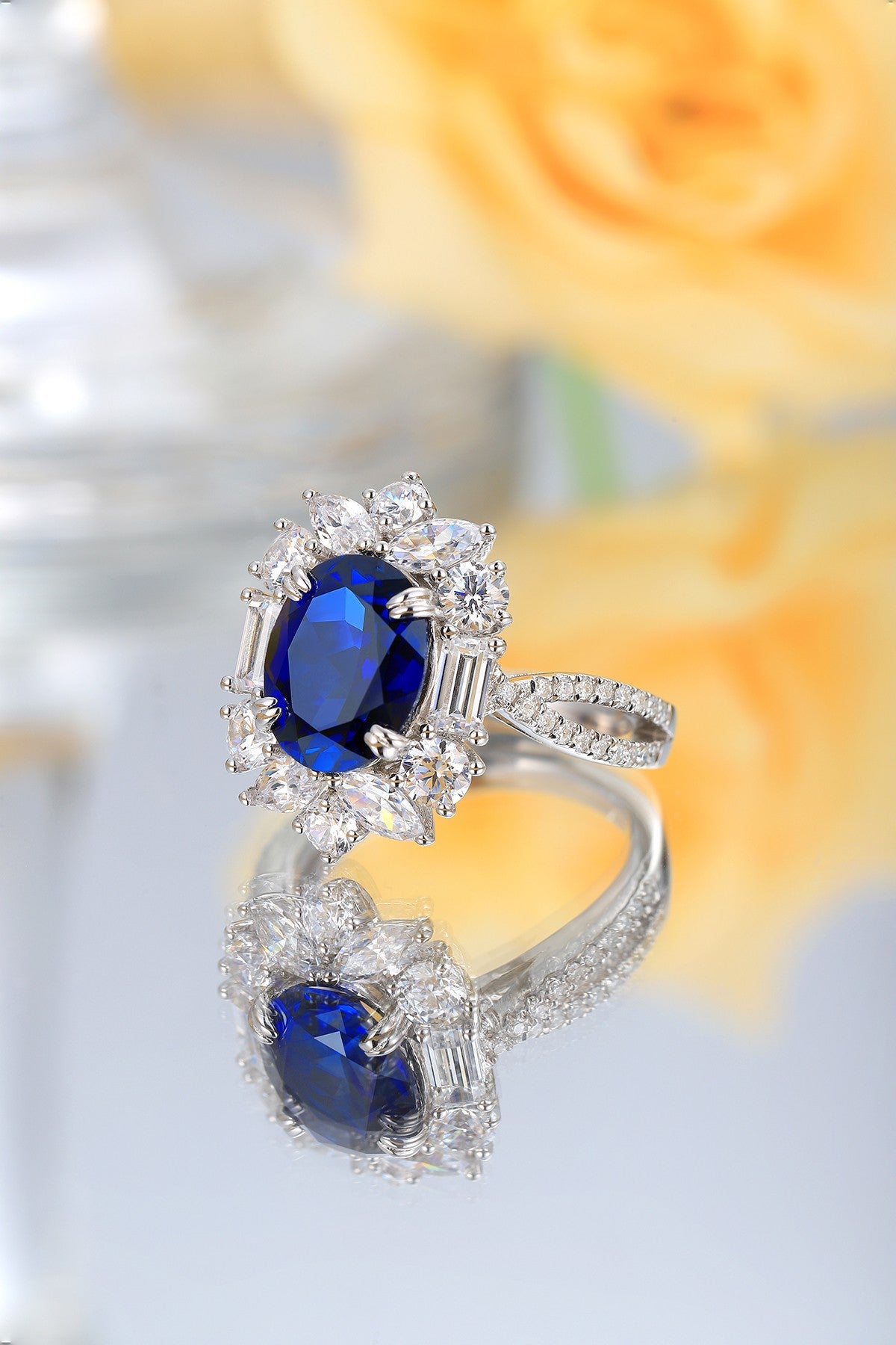 Sterling Silver Lab - Grown Sapphire Ring A – JSABR504Y