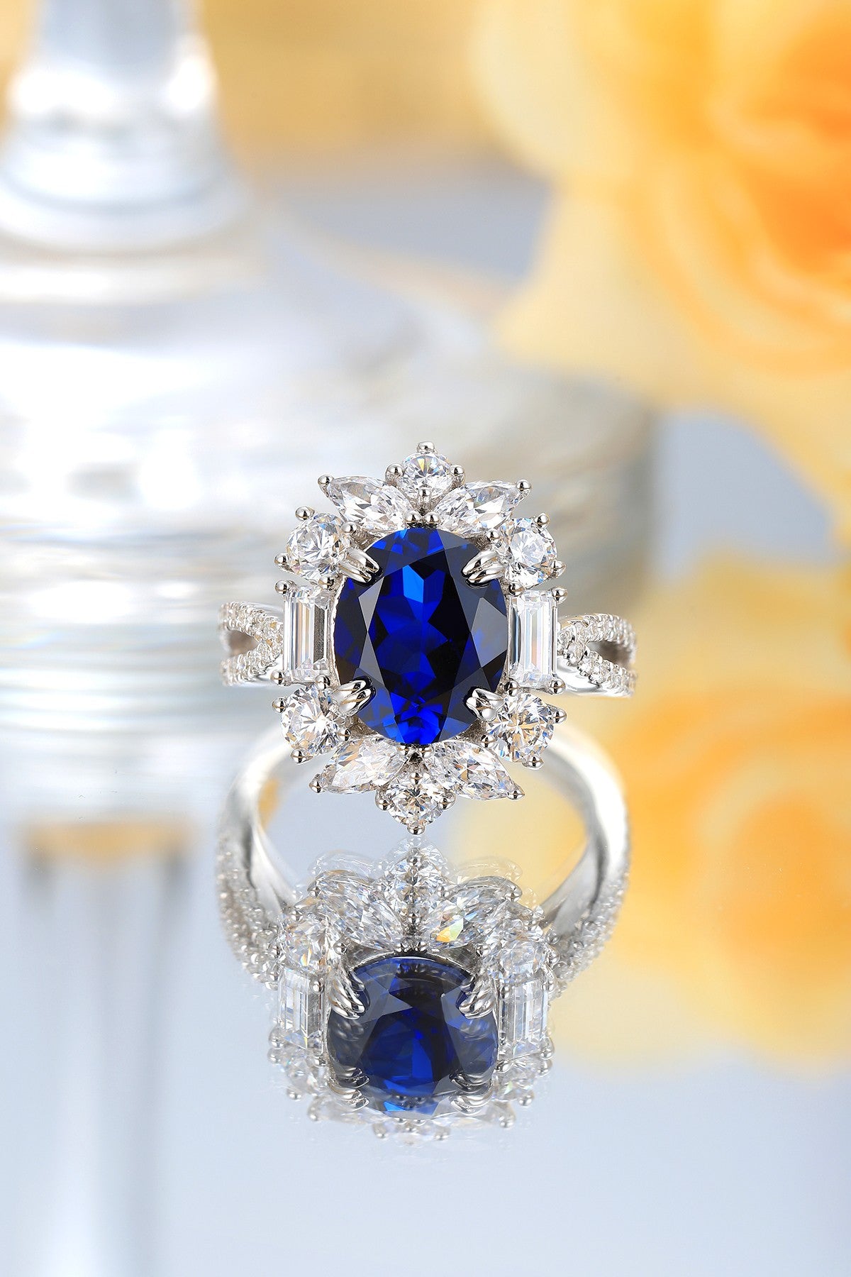 Sterling Silver Lab - Grown Sapphire Ring A – JSABR504Y