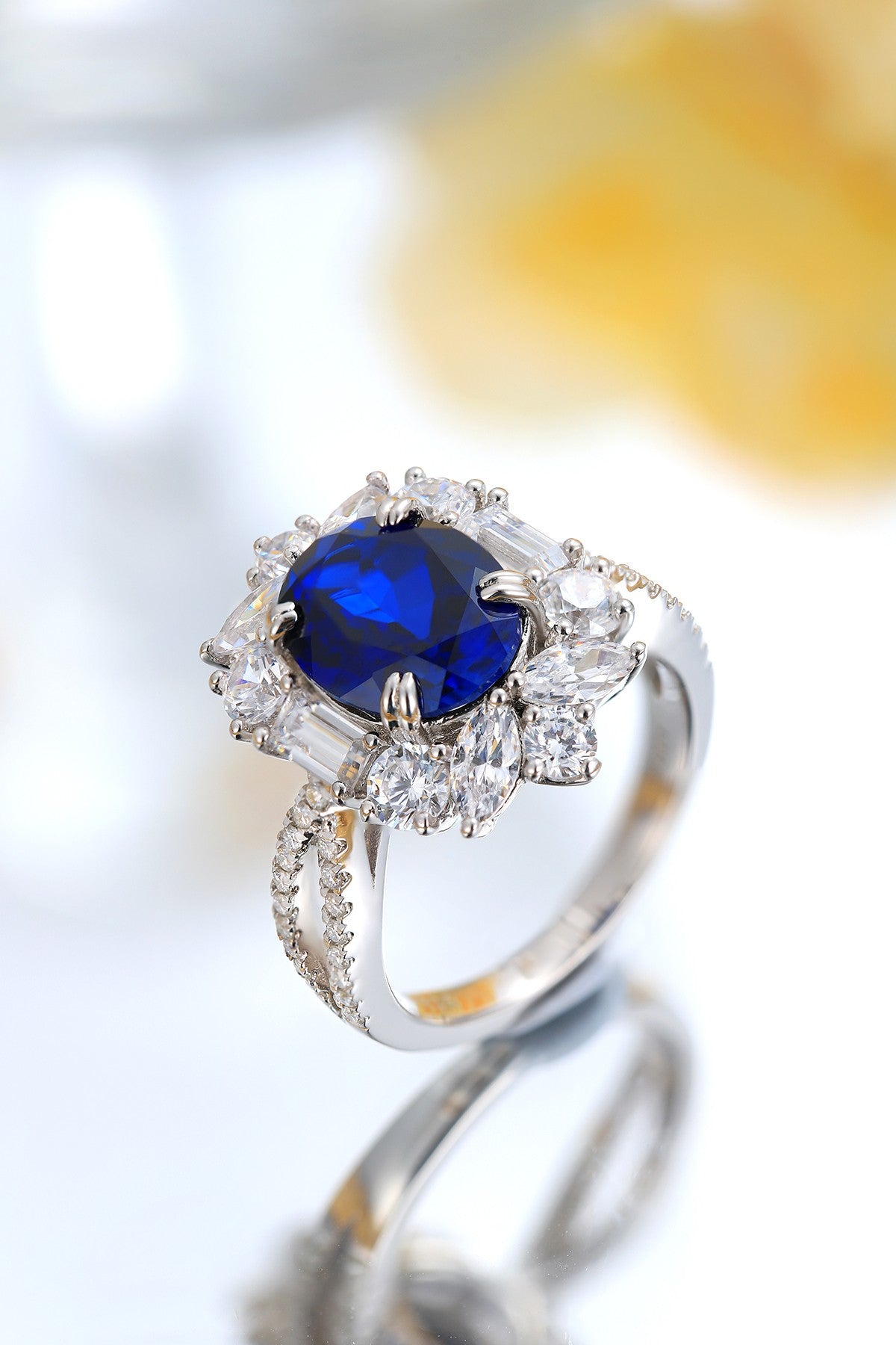 Sterling Silver Lab - Grown Sapphire Ring A – JSABR504Y