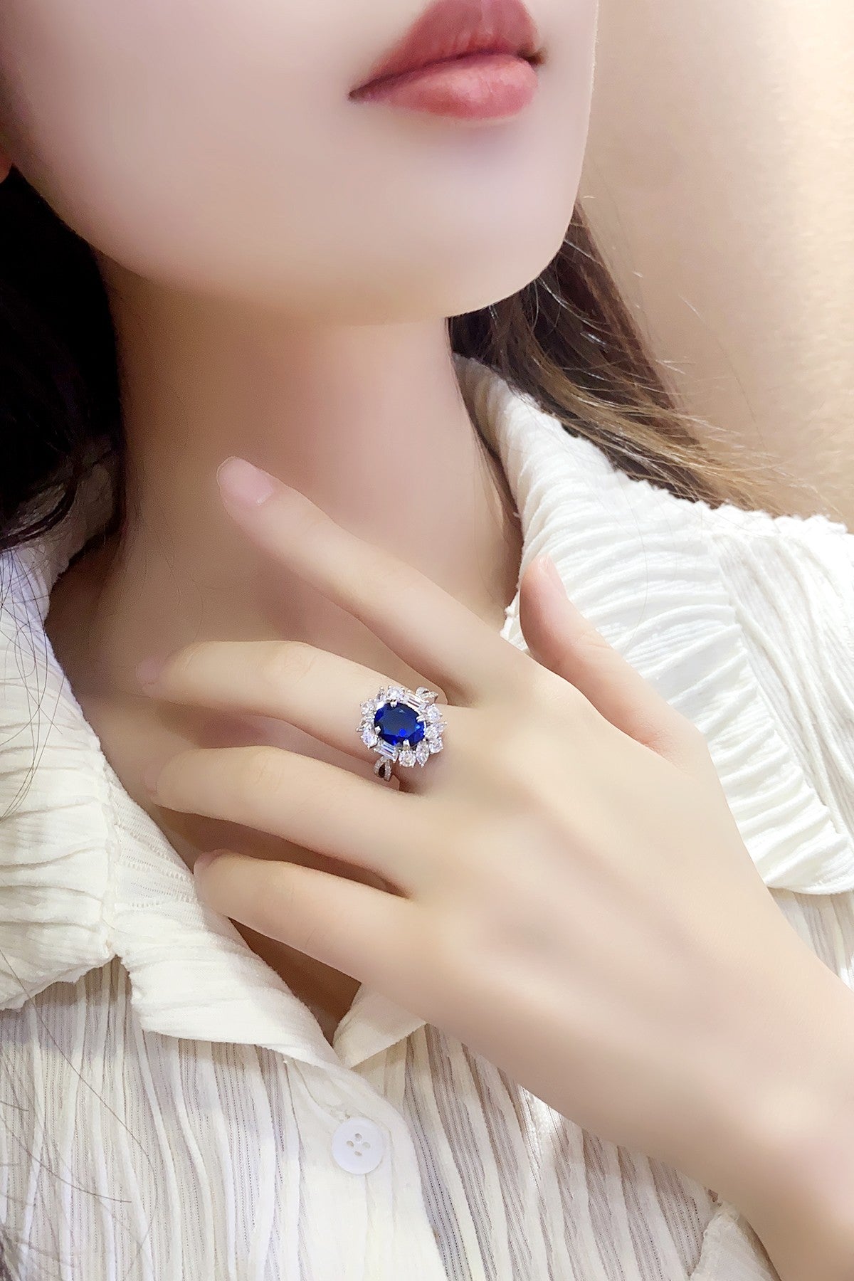 Sterling Silver Lab - Grown Sapphire Ring A – JSABR504Y