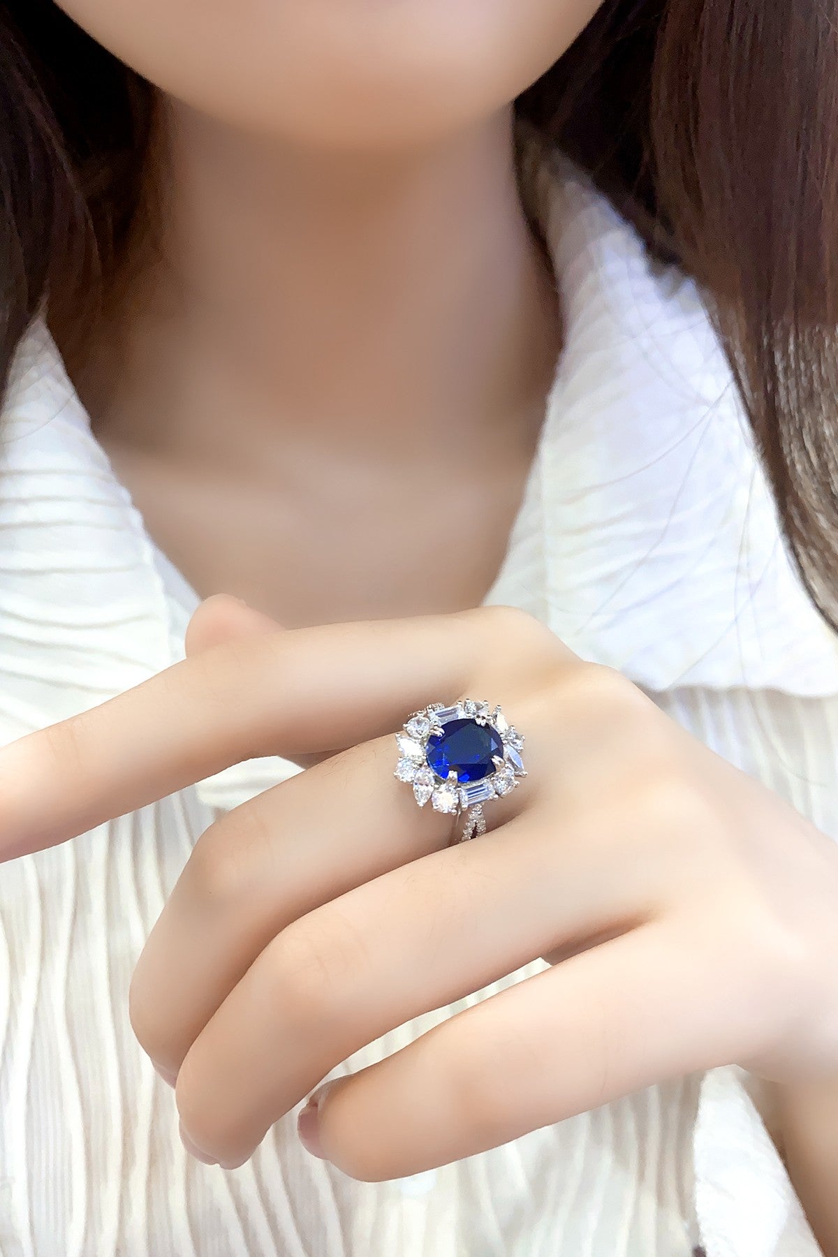 Sterling Silver Lab - Grown Sapphire Ring A – JSABR504Y