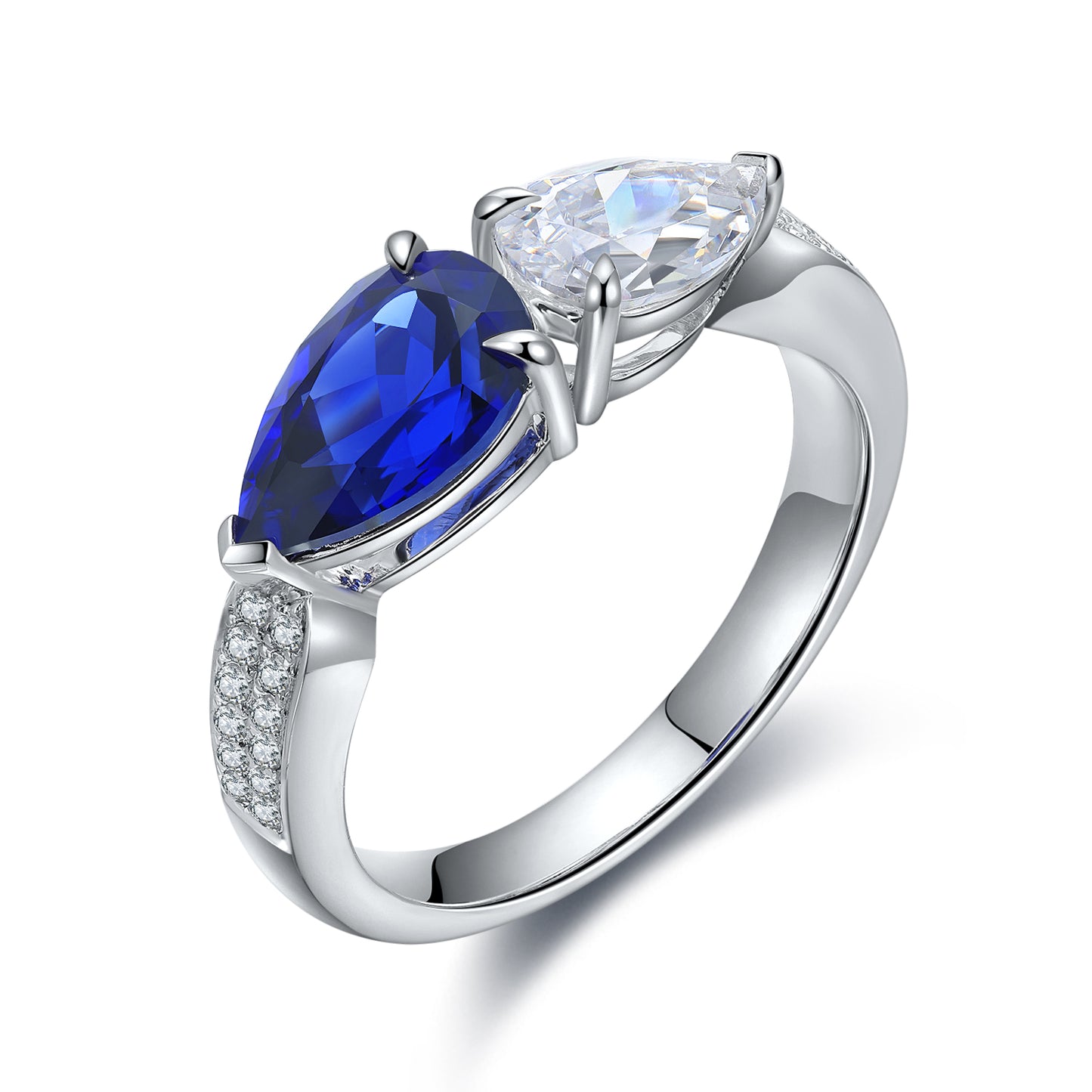 Sterling Silver Lab - Grown Sapphire Ring A – JSABR402Y