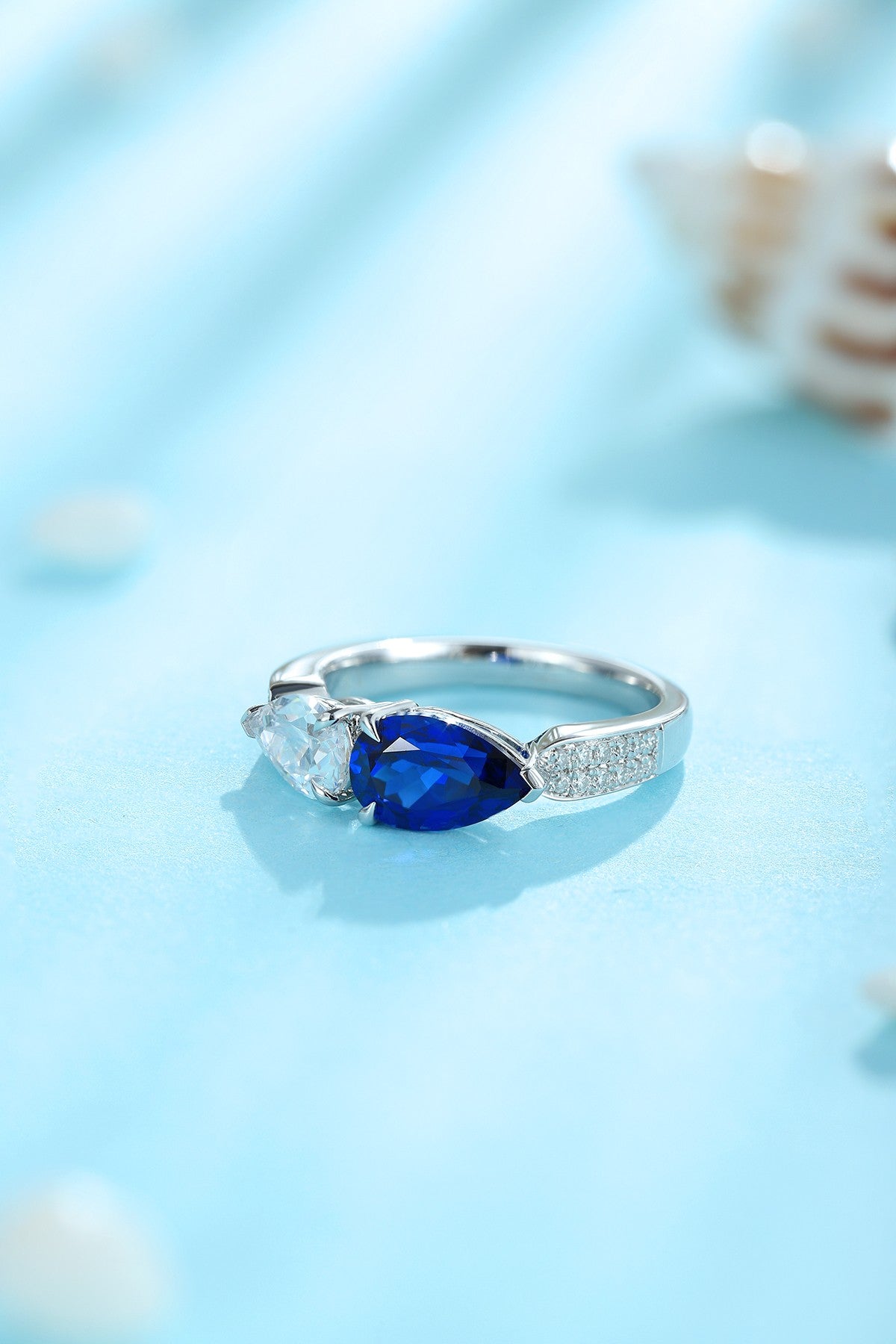 Sterling Silver Lab - Grown Sapphire Ring A – JSABR402Y