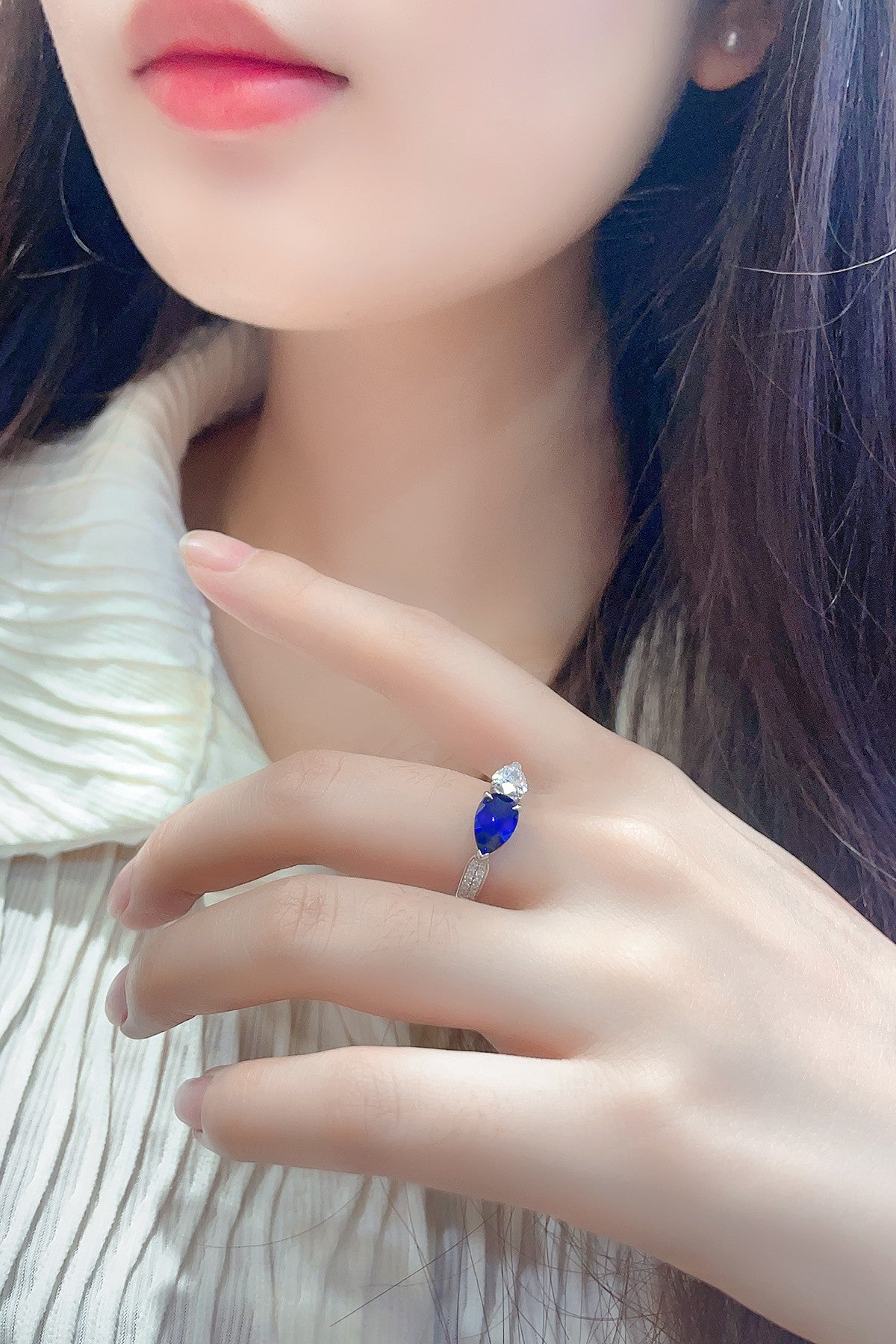 Sterling Silver Lab - Grown Sapphire Ring A – JSABR402Y