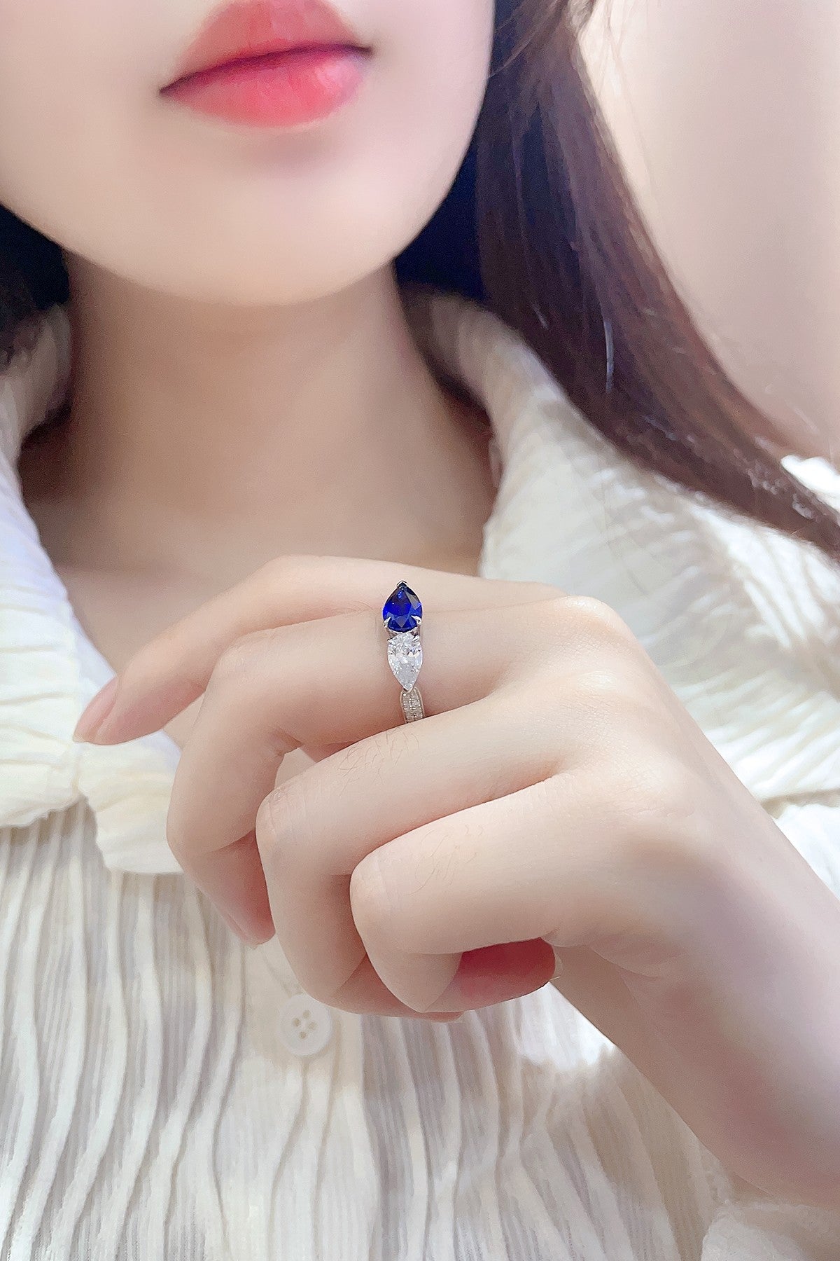 Sterling Silver Lab - Grown Sapphire Ring A – JSABR402Y