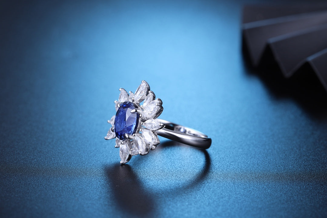 Sterling Silver Lab - Grown Sapphire Ring A – JSABR270Y