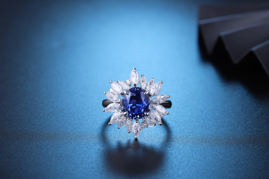 Sterling Silver Lab - Grown Sapphire Ring A – JSABR270Y