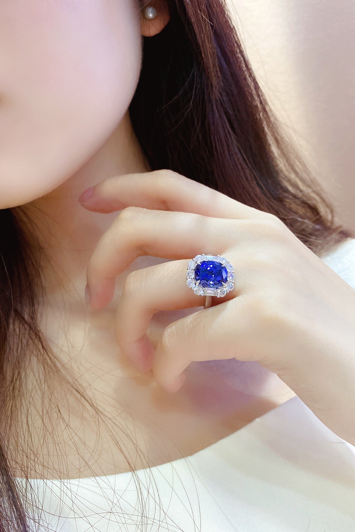 Sterling Silver Lab - Grown Sapphire Ring A – JSABR219Y