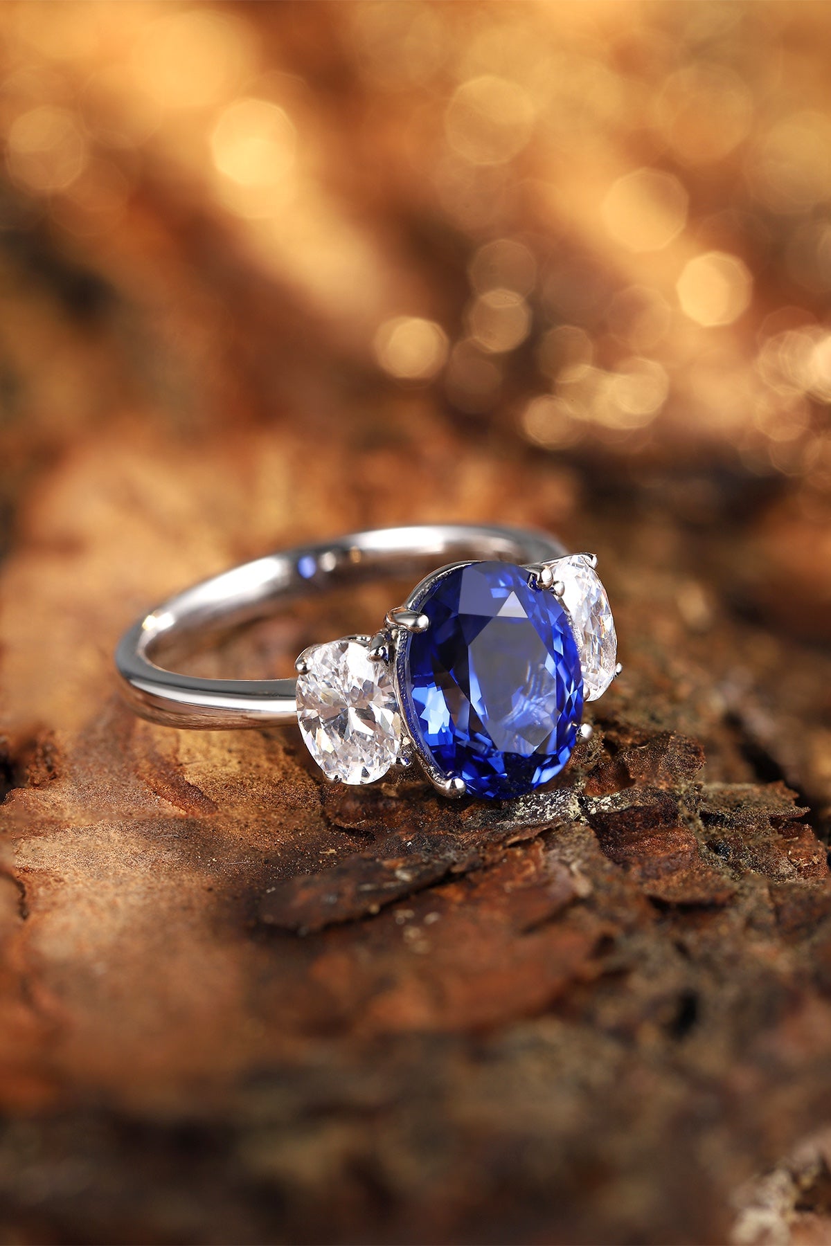 Sterling Silver Lab - Grown Sapphire Ring W – JSABR218Y