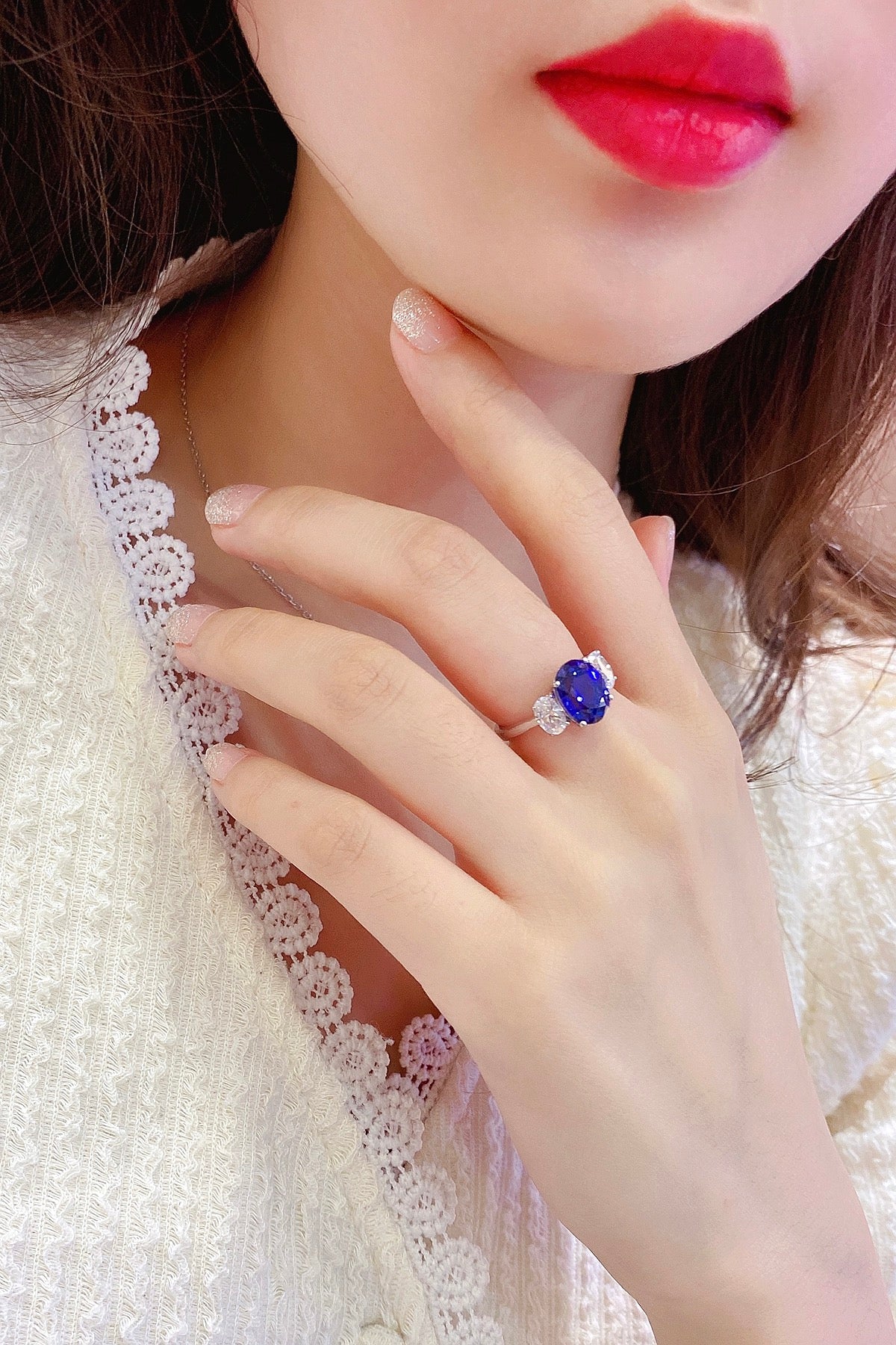 Sterling Silver Lab - Grown Sapphire Ring W – JSABR218Y