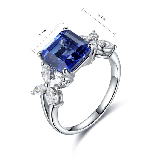 Sterling Silver Lab - Grown Sapphire Ring A – JSABR217Y