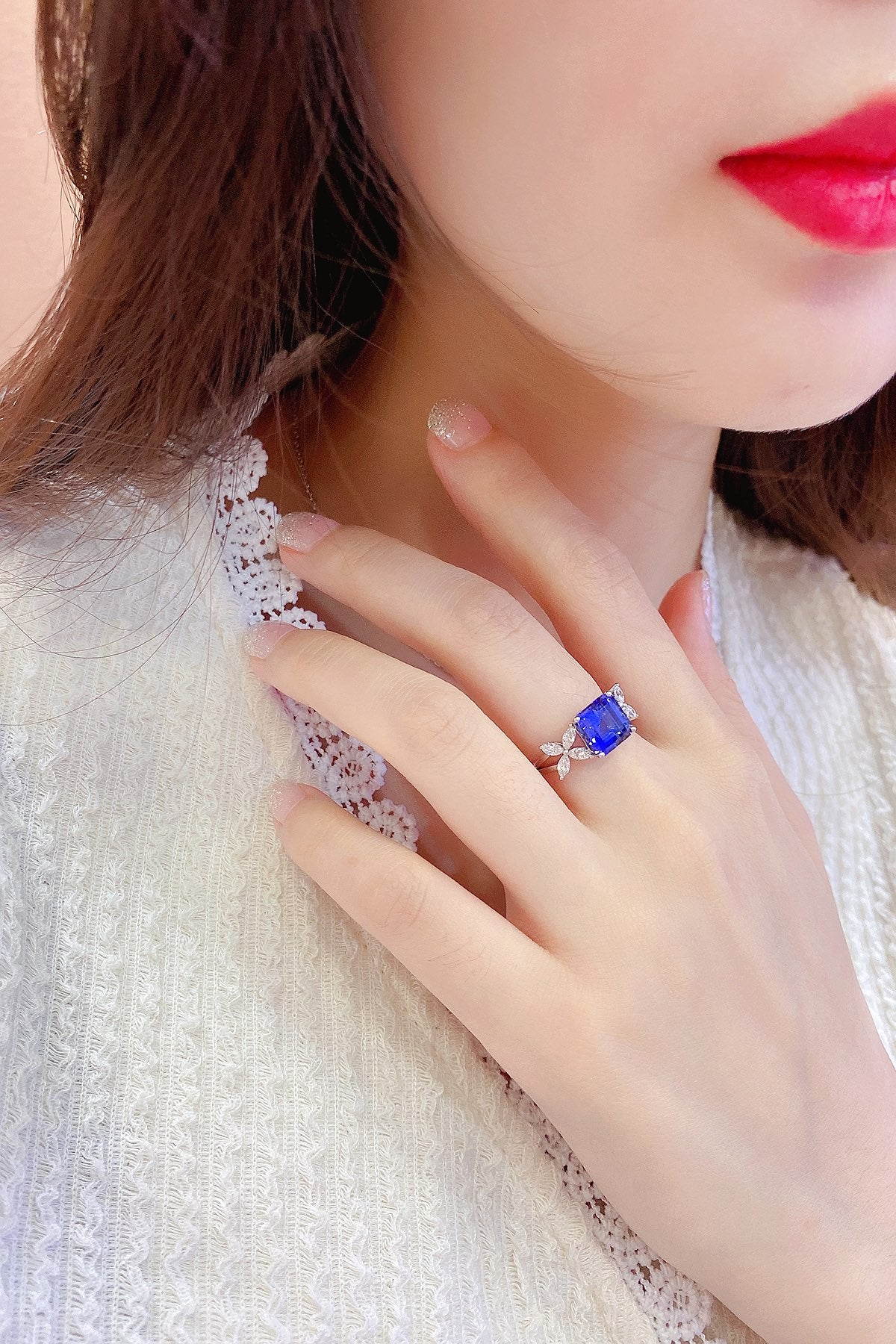 Sterling Silver Lab - Grown Sapphire Ring A – JSABR217Y