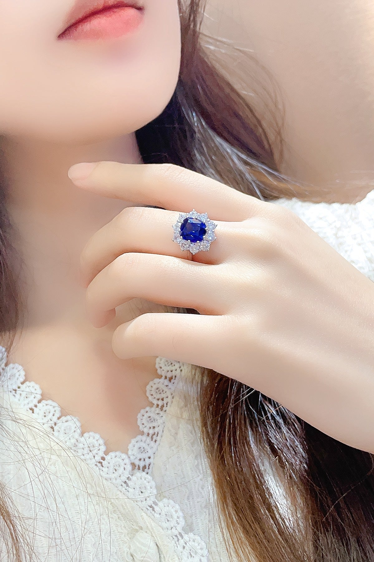 Sterling Silver Lab - Grown Sapphire Ring A – JSABR212Y