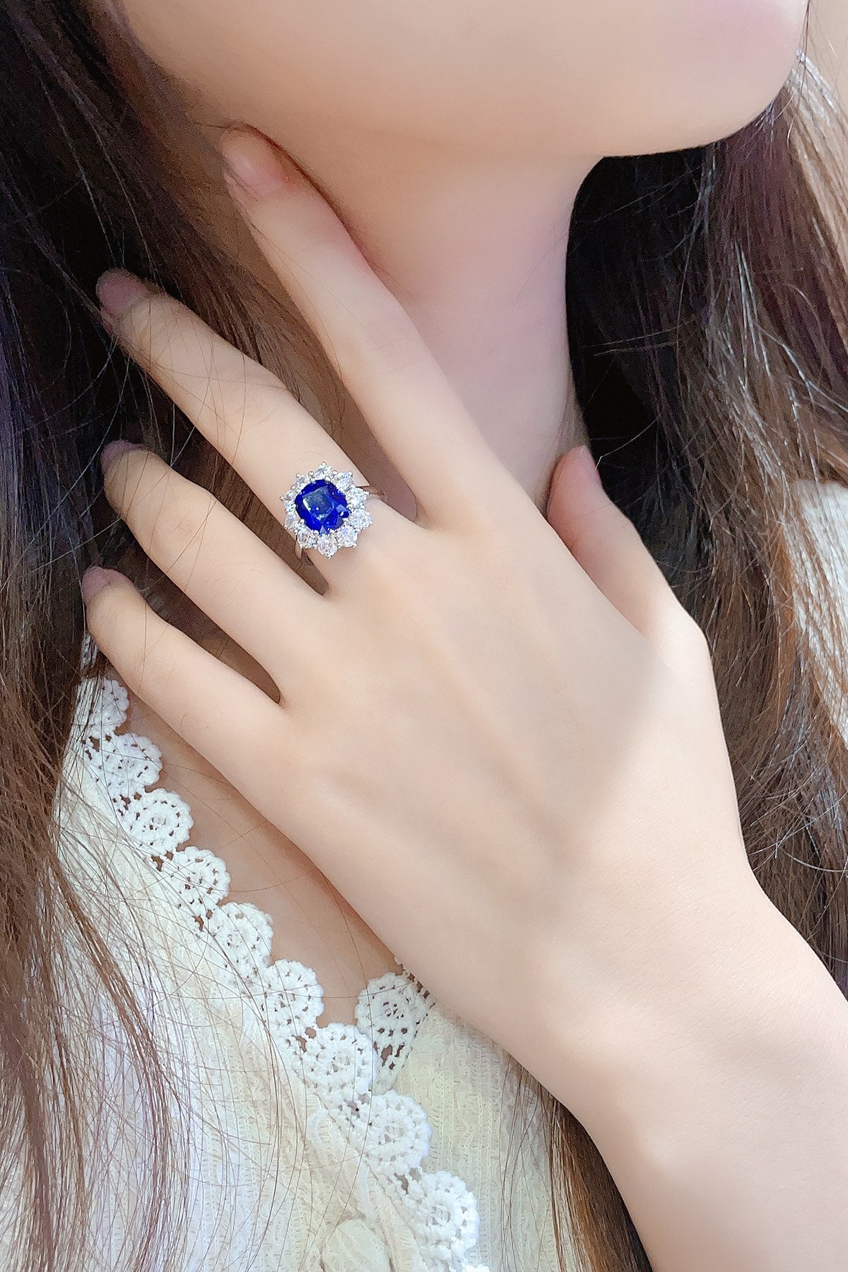 Sterling Silver Lab - Grown Sapphire Ring A – JSABR212Y