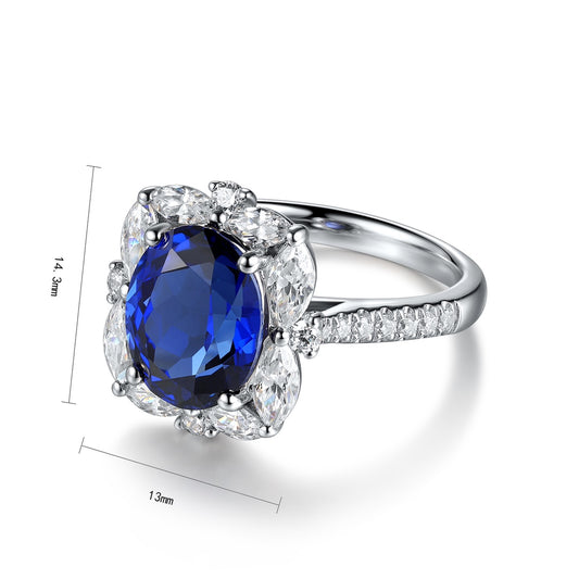 Sterling Silver Lab - Grown Sapphire Ring A – JSABR209Y