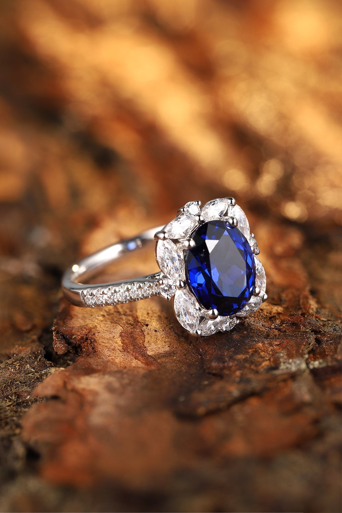 Sterling Silver Lab - Grown Sapphire Ring A – JSABR209Y
