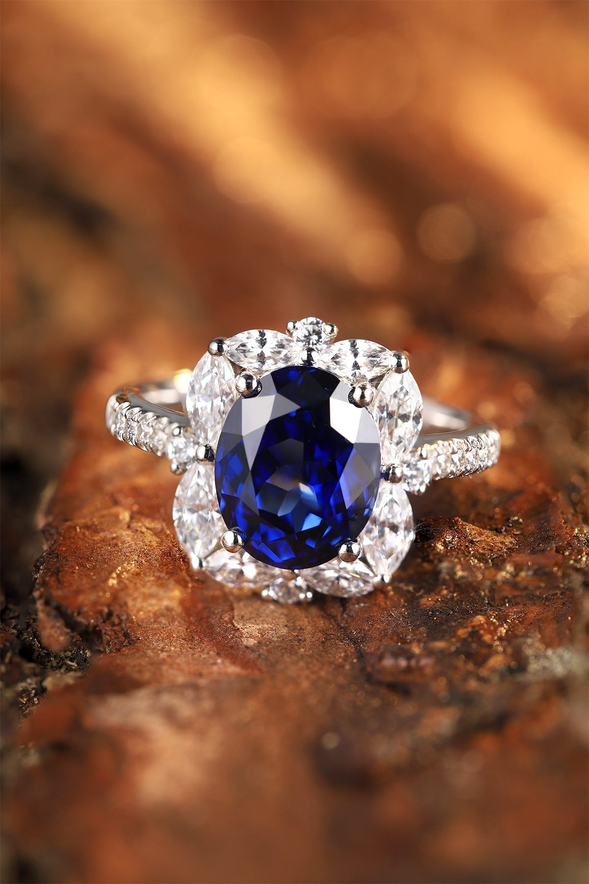 Sterling Silver Lab - Grown Sapphire Ring A – JSABR209Y