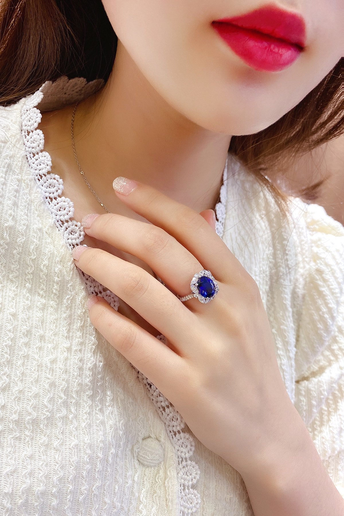 Sterling Silver Lab - Grown Sapphire Ring A – JSABR209Y