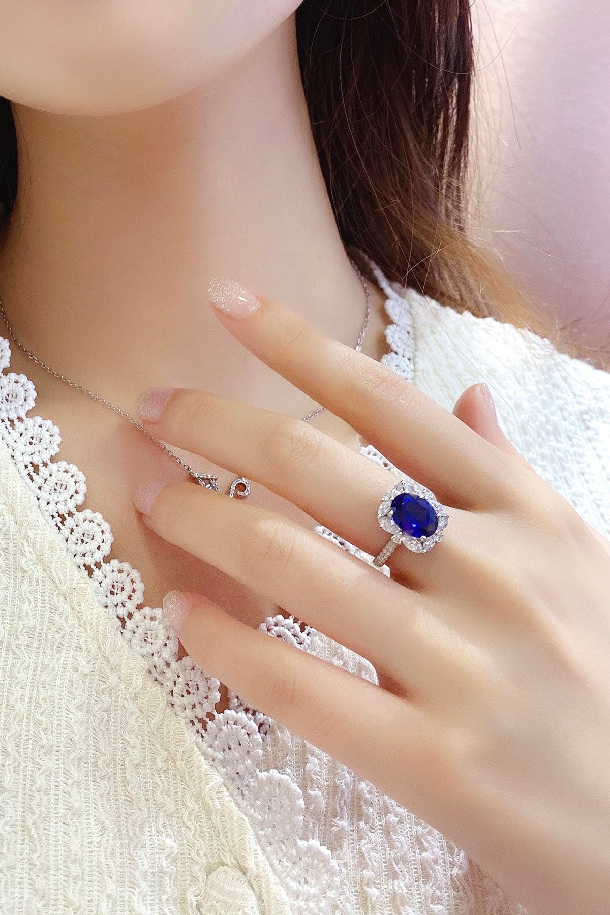 Sterling Silver Lab - Grown Sapphire Ring A – JSABR209Y
