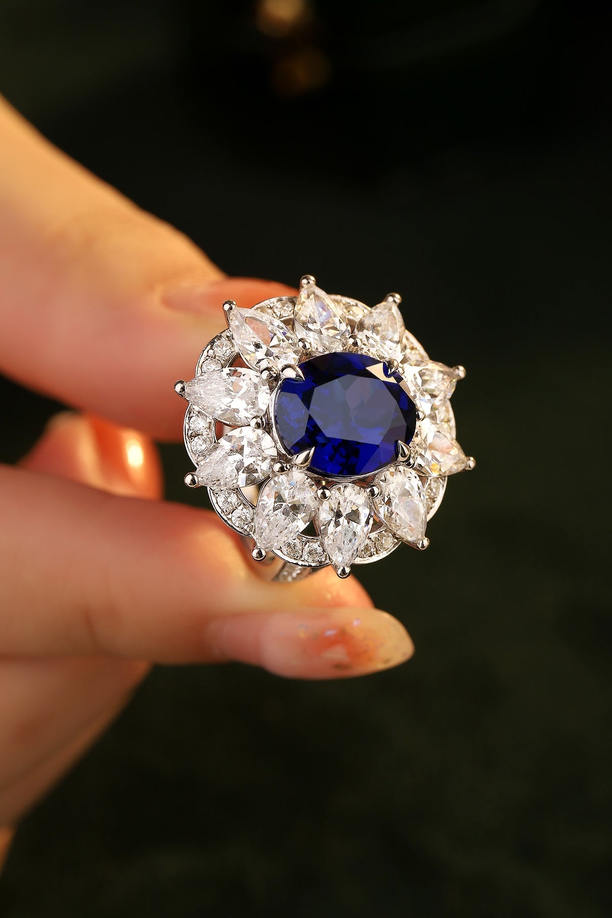 Sterling Silver Lab - Grown Sapphire Ring A – JSABR197Y