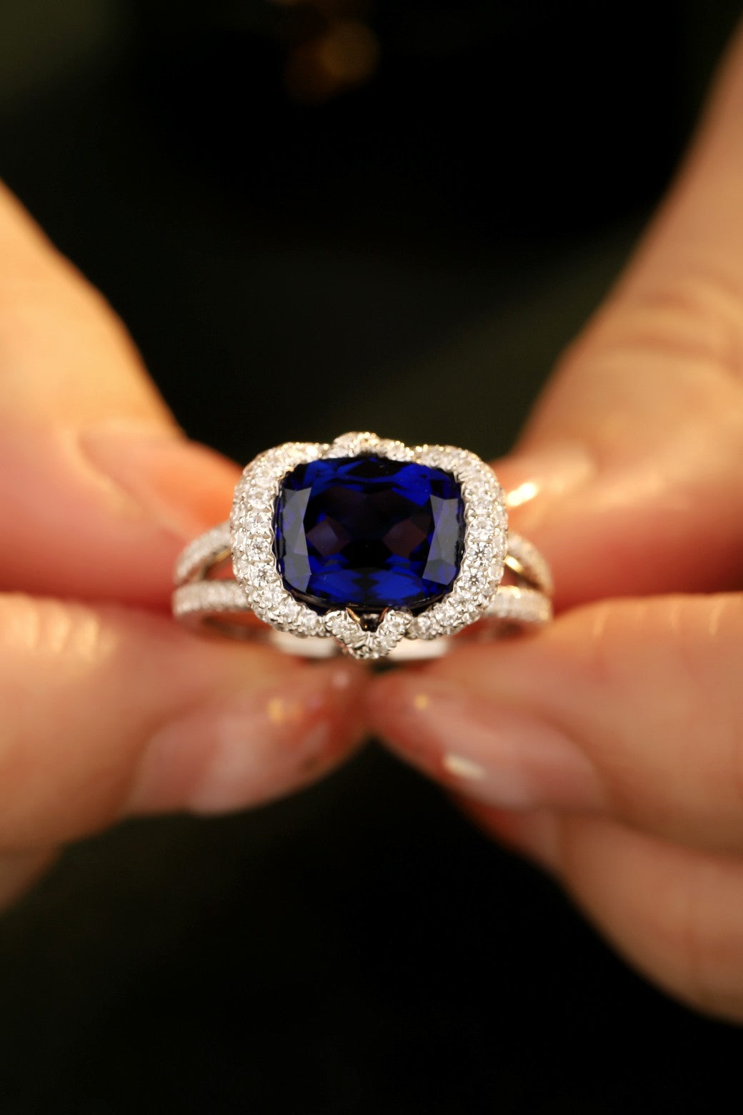 Sterling Silver Lab - Grown Sapphire Ring W – JSABR188Y