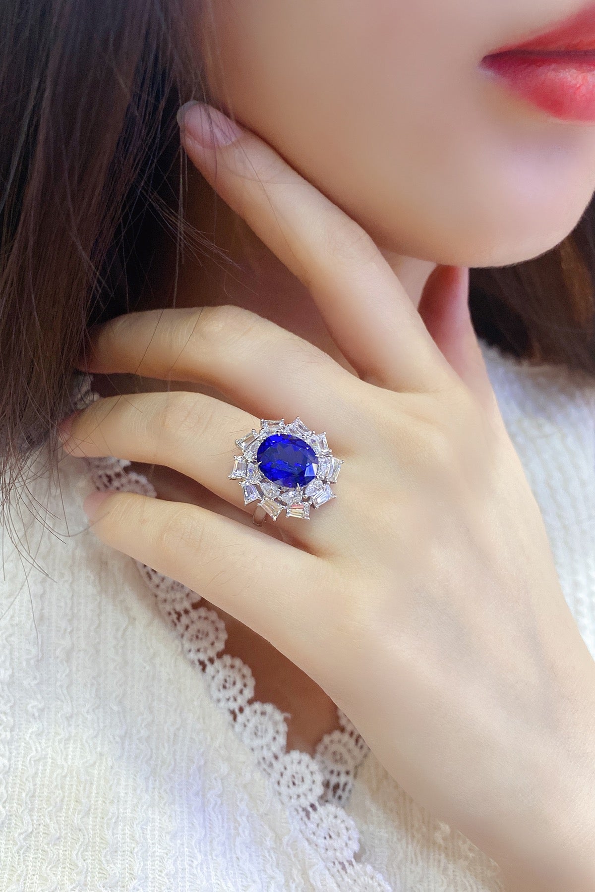 Sterling Silver Lab - Grown Sapphire Ring A – JSABR150Y
