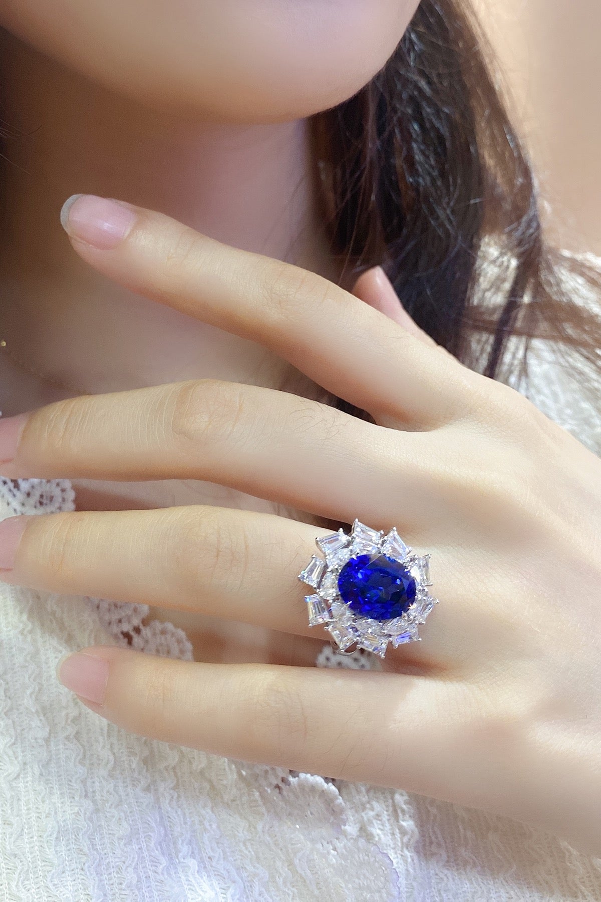 Sterling Silver Lab - Grown Sapphire Ring A – JSABR150Y
