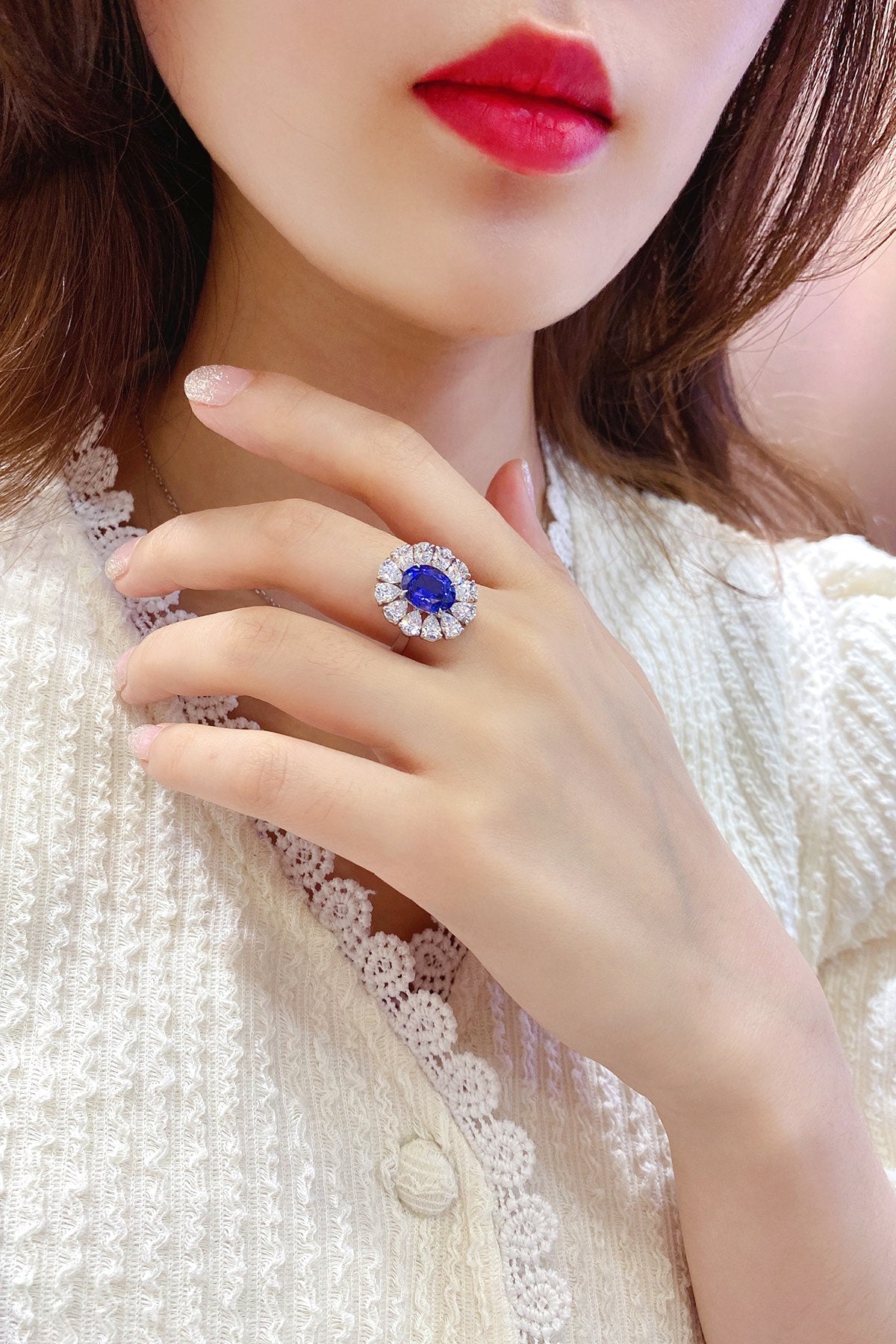 Sterling Silver Lab - Grown Sapphire Ring A – JSABR138Y