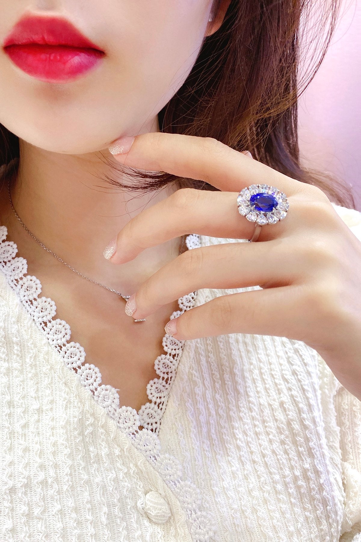 Sterling Silver Lab - Grown Sapphire Ring A – JSABR138Y