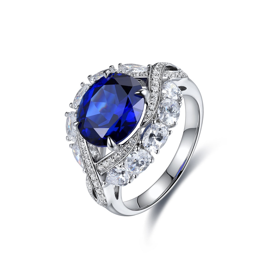 Sterling Silver Lab - Grown Sapphire Ring A – JSABR123Y