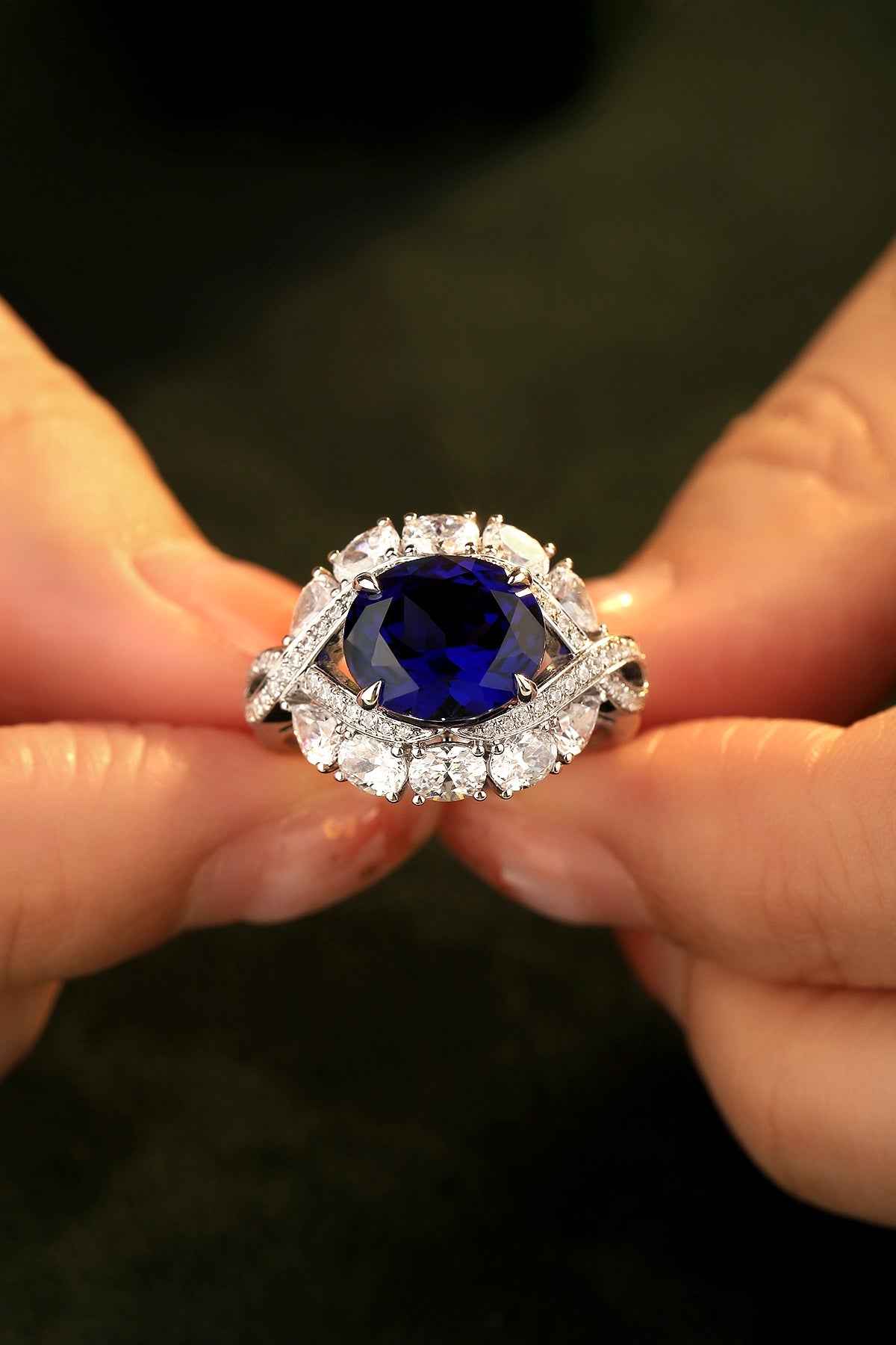 Sterling Silver Lab - Grown Sapphire Ring A – JSABR123Y