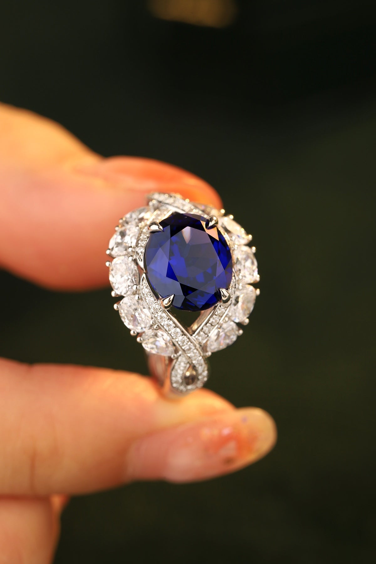 Sterling Silver Lab - Grown Sapphire Ring A – JSABR123Y