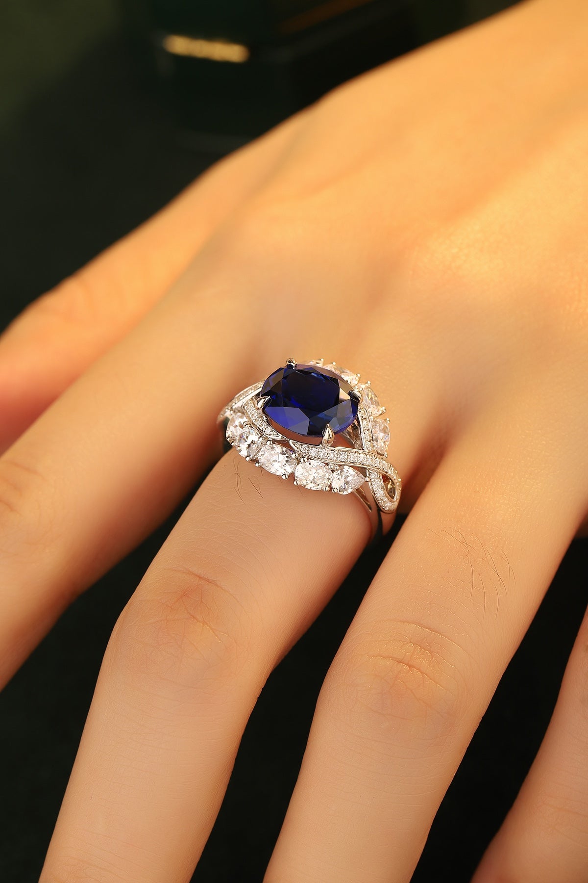 Sterling Silver Lab - Grown Sapphire Ring A – JSABR123Y