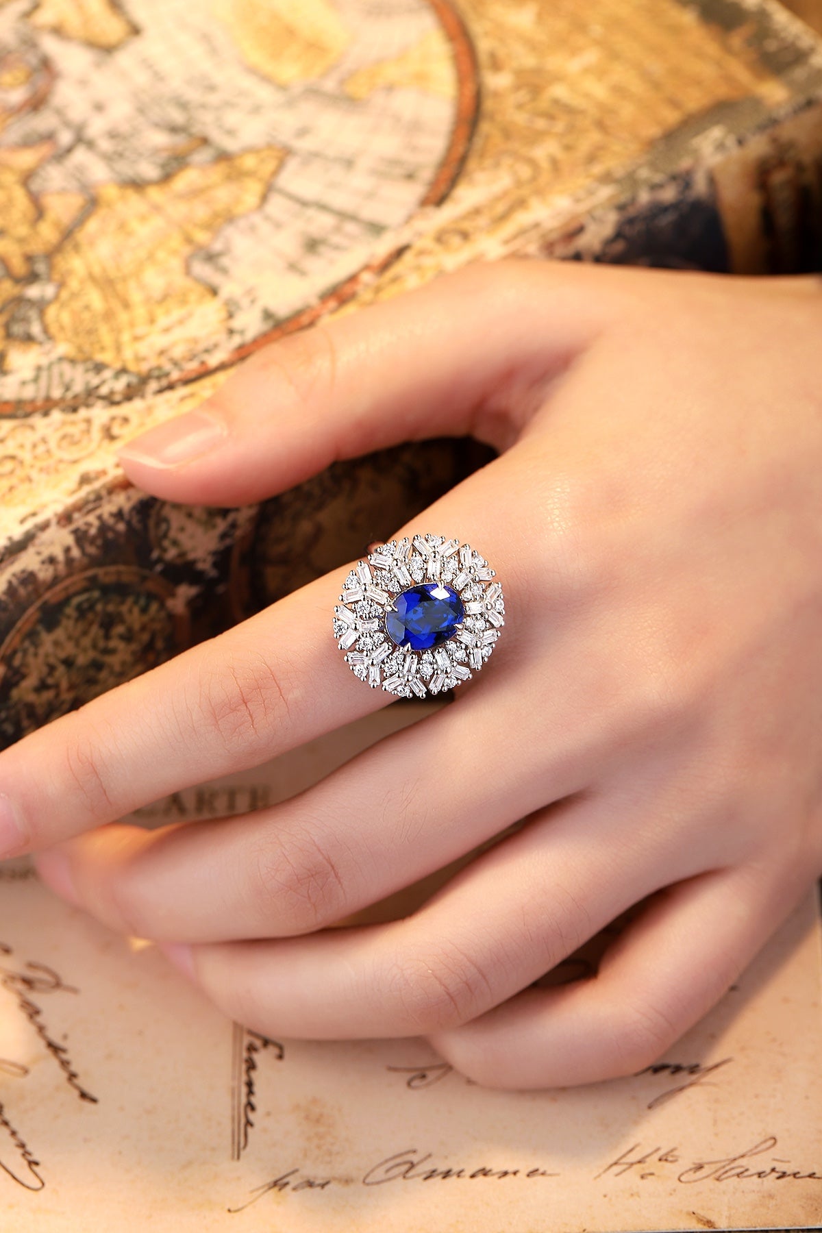 Sterling Silver Lab - Grown Sapphire Ring A – JSABR120Y