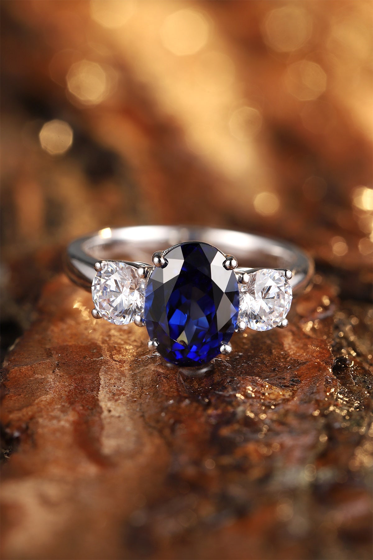 Sterling Silver Lab - Grown Sapphire Ring W – JSABR107Y-A