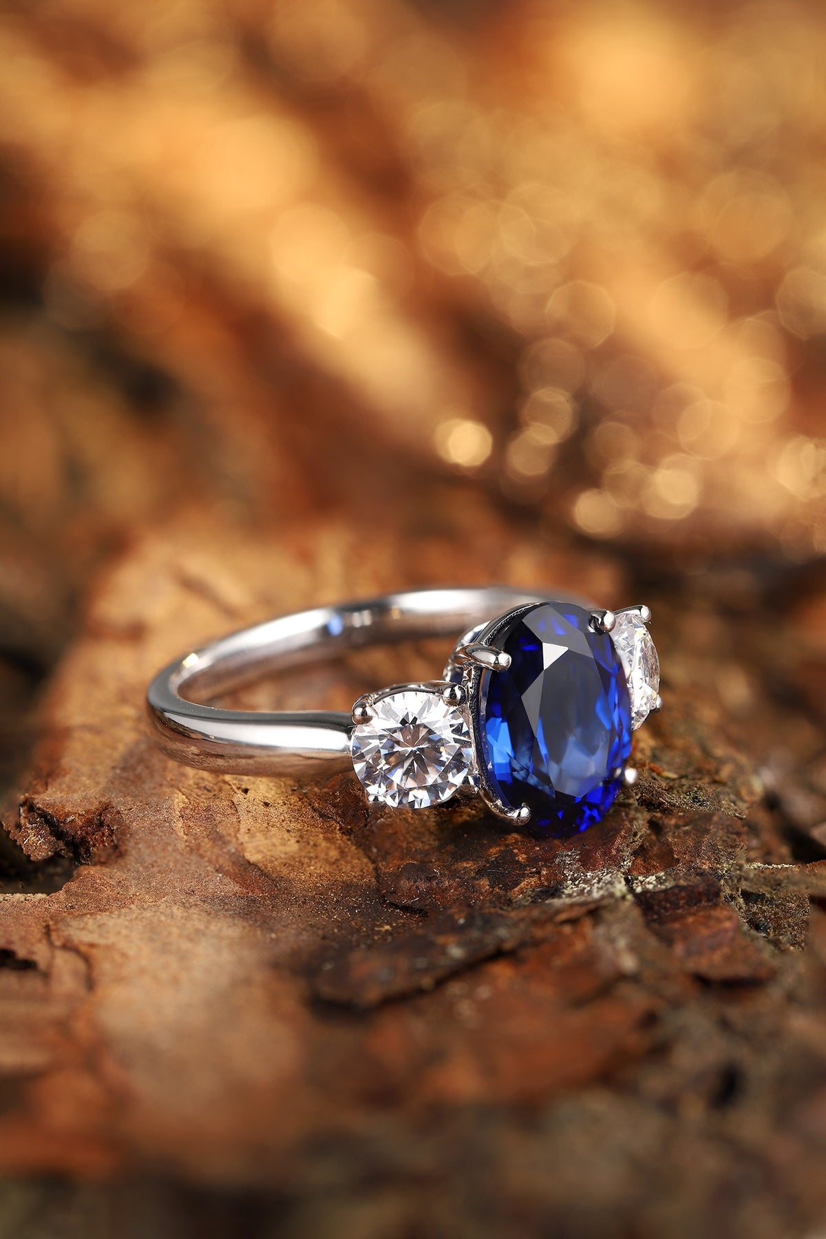 Sterling Silver Lab - Grown Sapphire Ring W – JSABR107Y-A