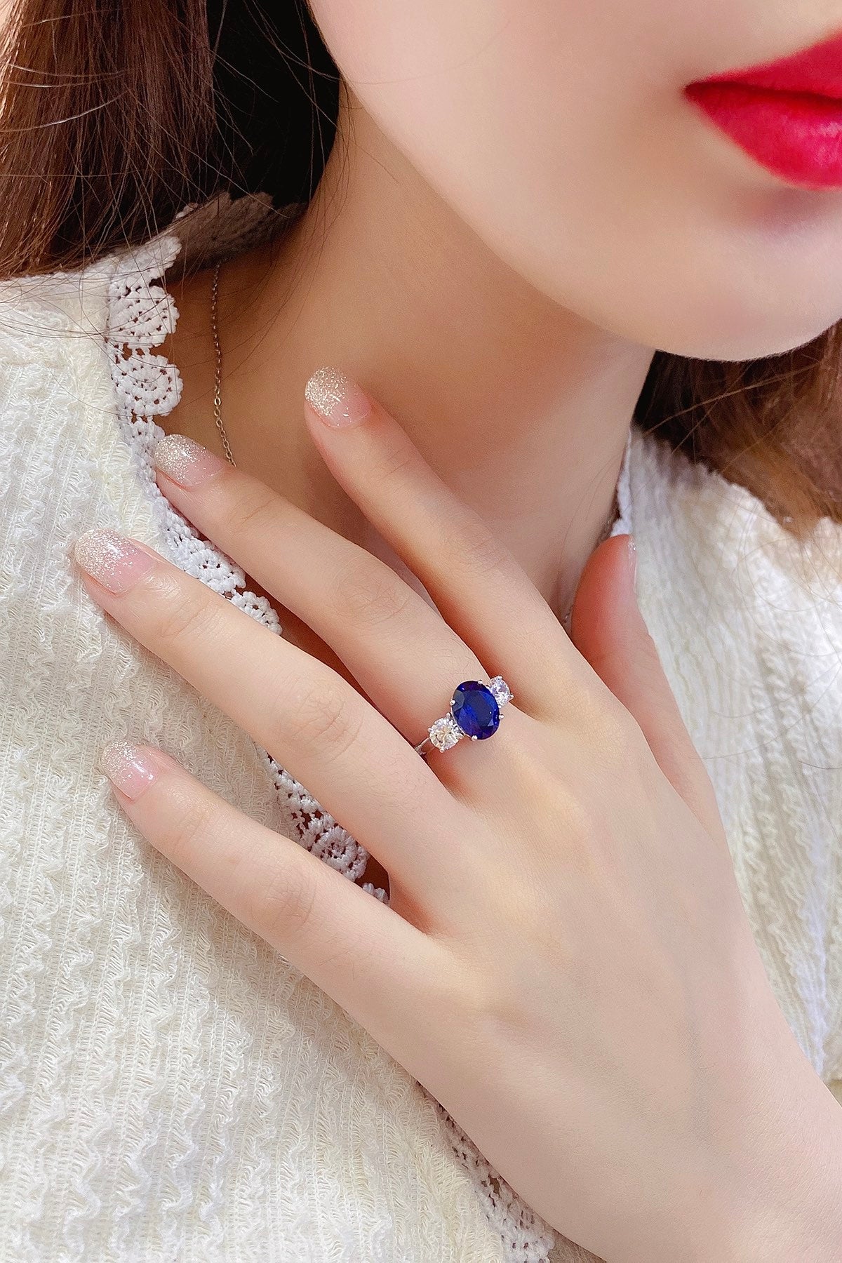 Sterling Silver Lab - Grown Sapphire Ring W – JSABR107Y-A