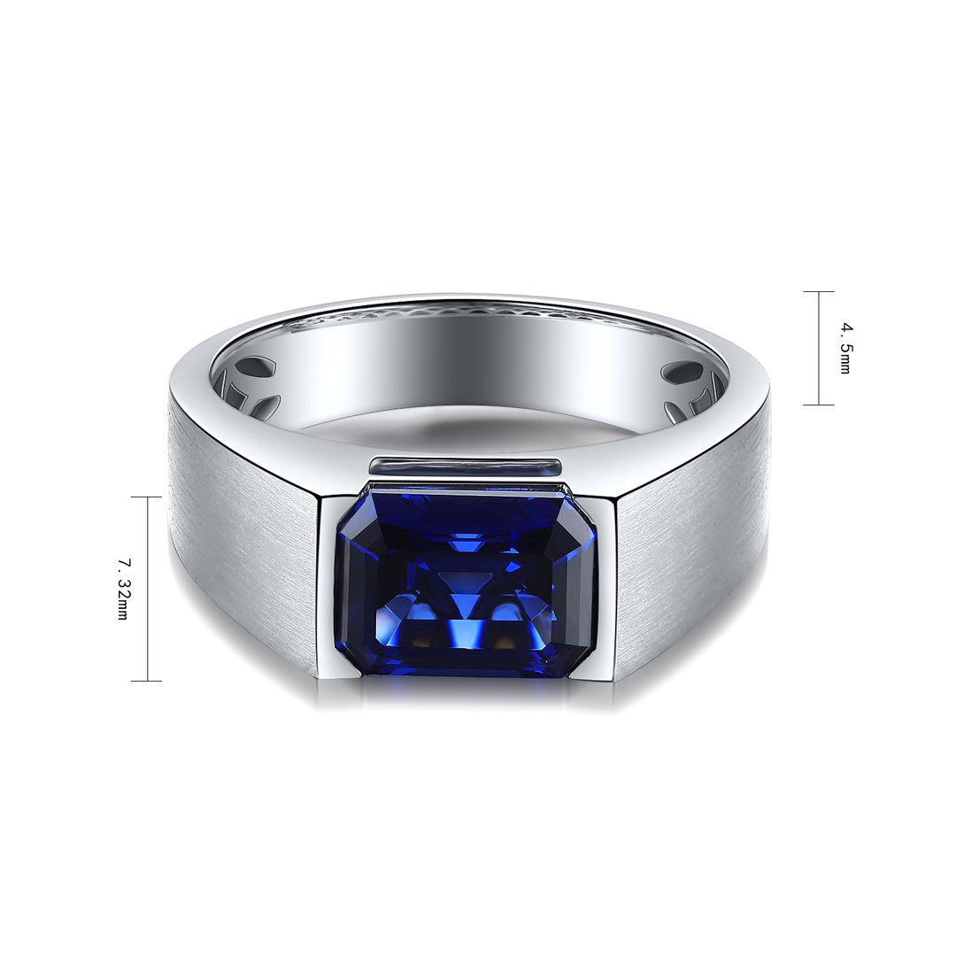Sterling Silver Lab - Grown Sapphire Ring A for Men – JSABR022Y