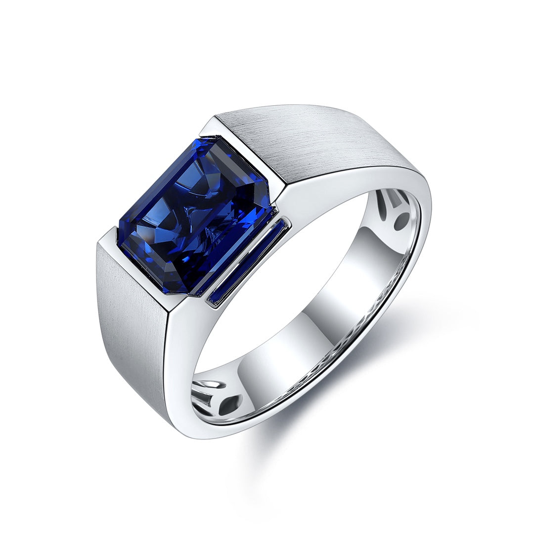 Sterling Silver Lab - Grown Sapphire Ring A for Men – JSABR022Y