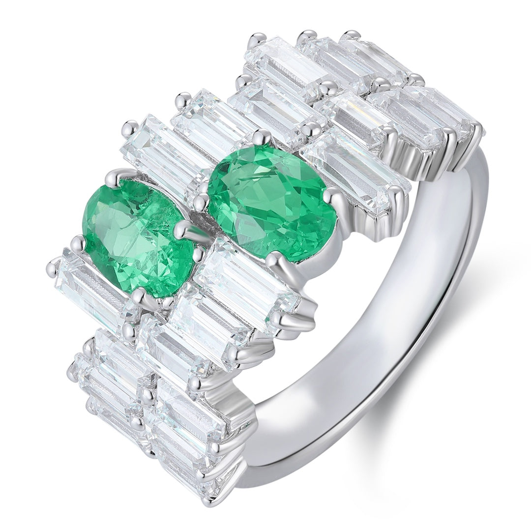 Sterling Silver Lab - Grown Emerald Ring A – JSEGR453Y