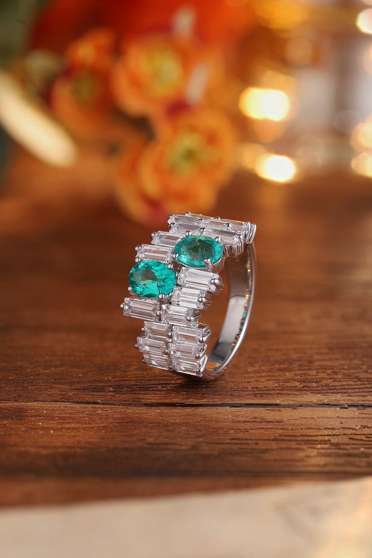 Sterling Silver Lab - Grown Emerald Ring A – JSEGR453Y