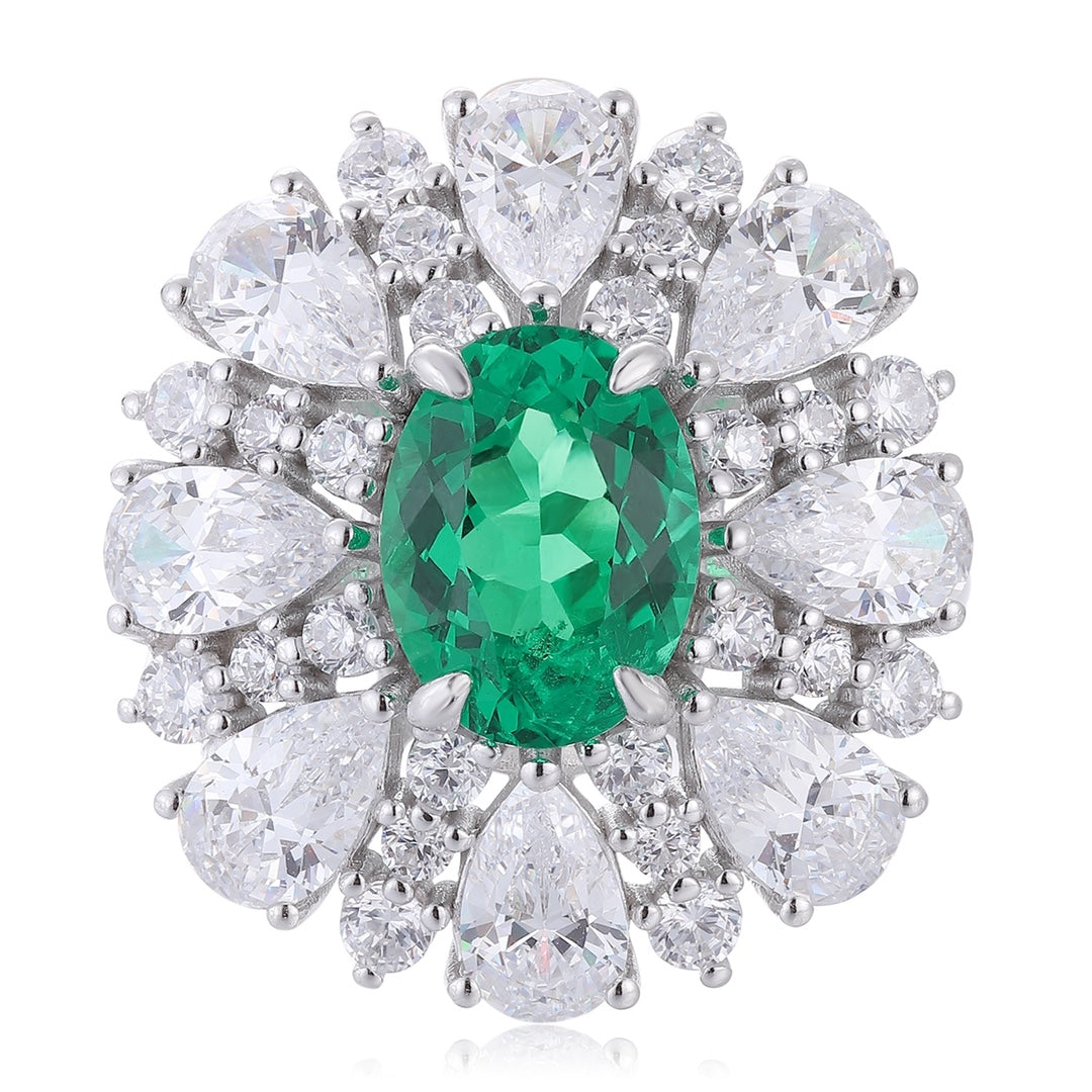 Sterling Silver Lab - Grown Emerald Ring A – JSEGR195Y